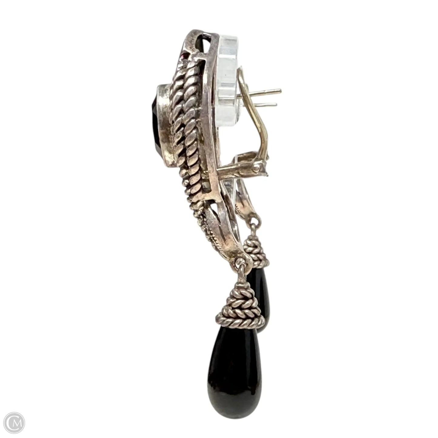 Black Onyx, Marcasite & Sterling Silver Drop Earrings By Judith Jack