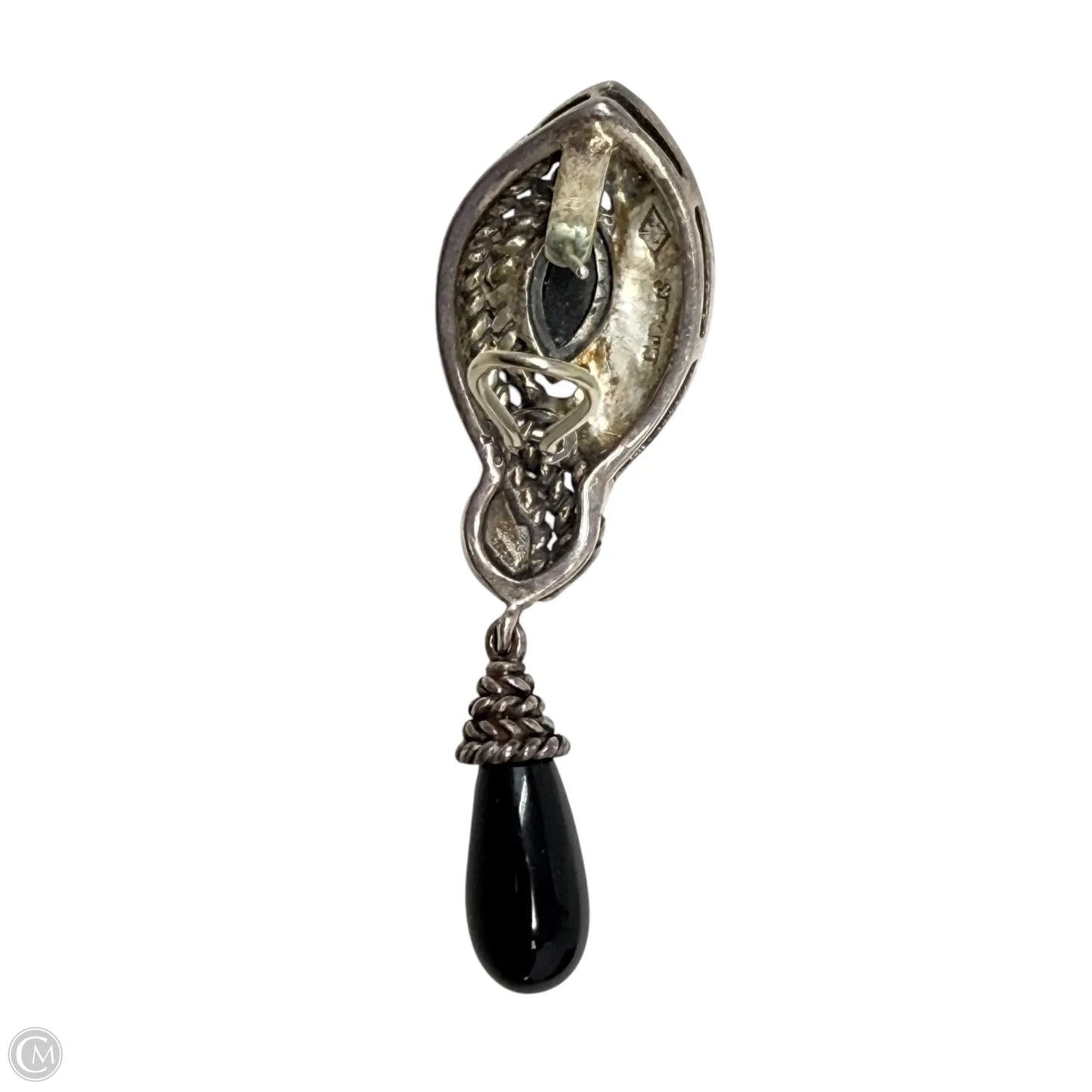 Black Onyx, Marcasite & Sterling Silver Drop Earrings By Judith Jack