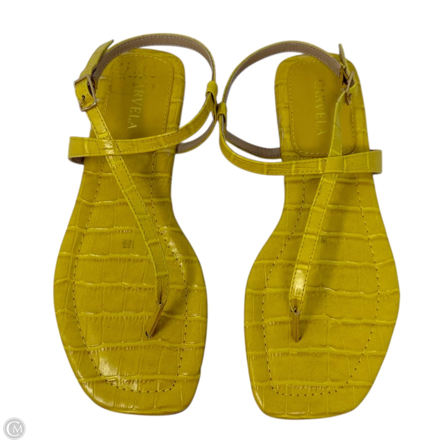 Kade Leather Croc Print Sandals By Carvela In Yellow, Size: 6