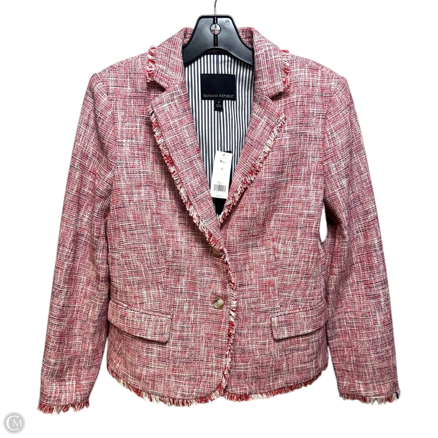 Tweed Fringe Blazer By Banana Republic In Red, Size: 6