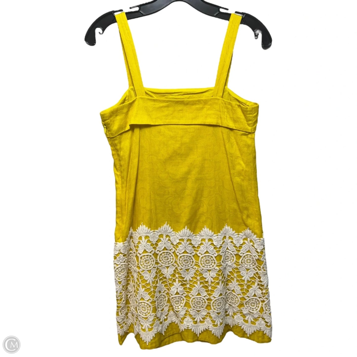 Cotton Lace Trim Dress By Floreat X Anthropologie In White & Yellow, Size: 2