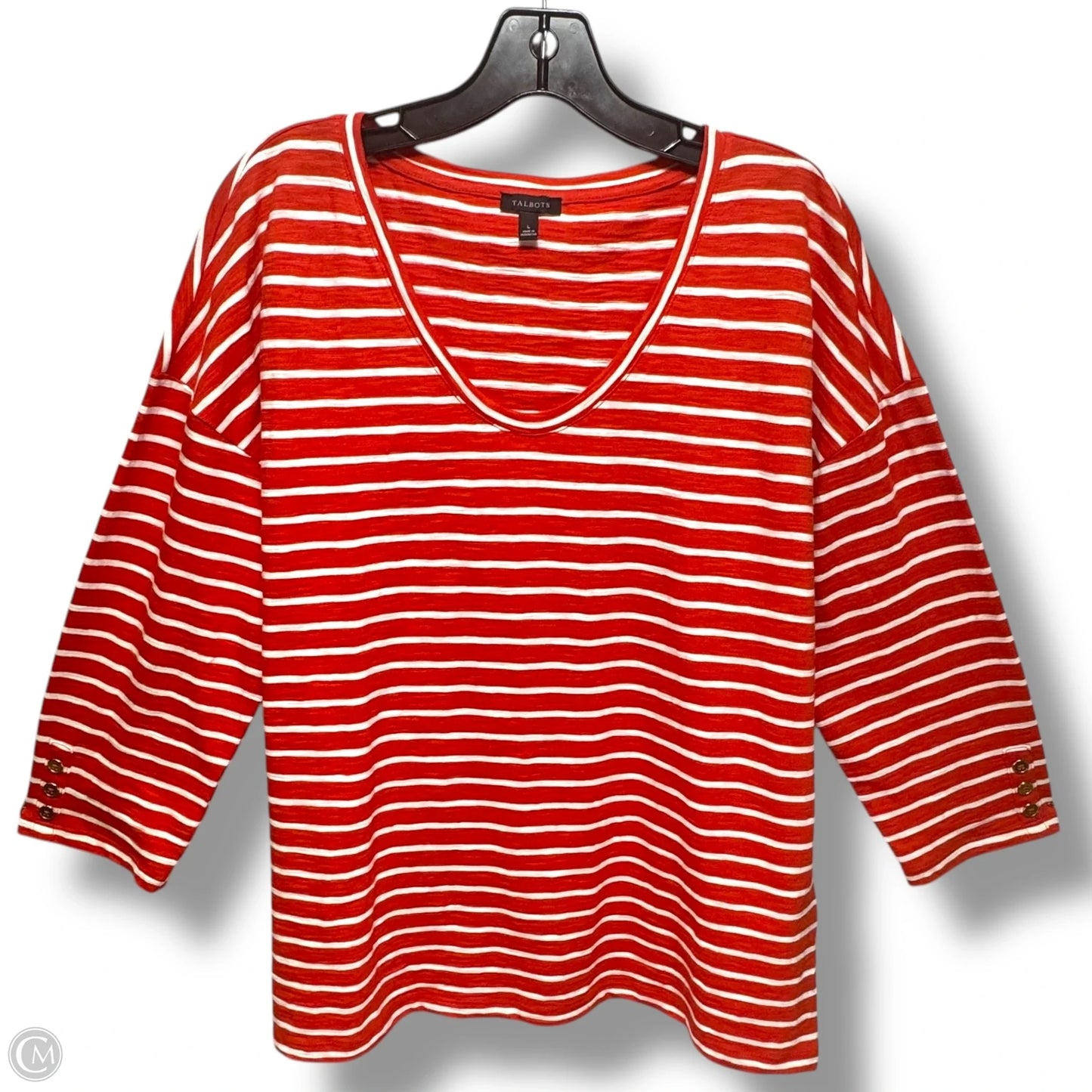 Top Long Sleeve By Talbots In Striped Pattern, Size: L