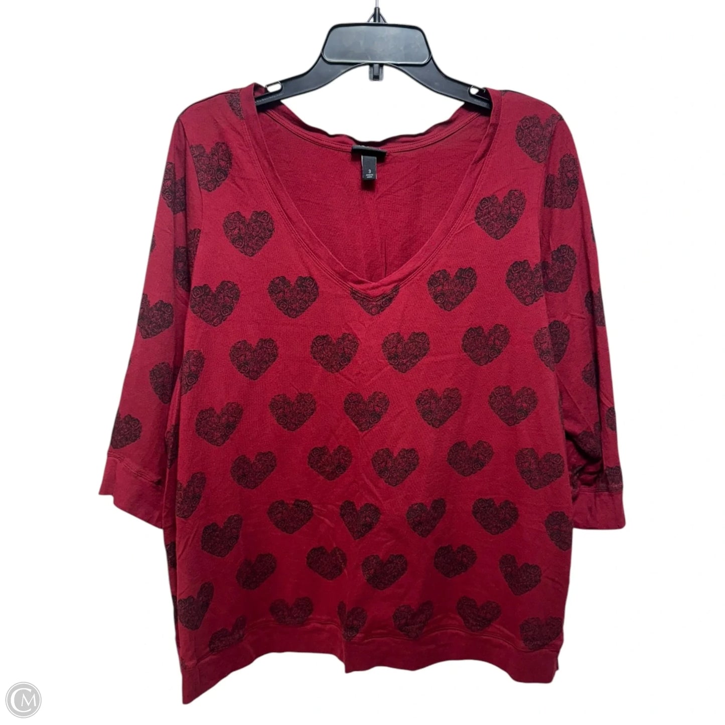 Rose Heart Top 3/4 Sleeve By Torrid In Red, Size: 3x