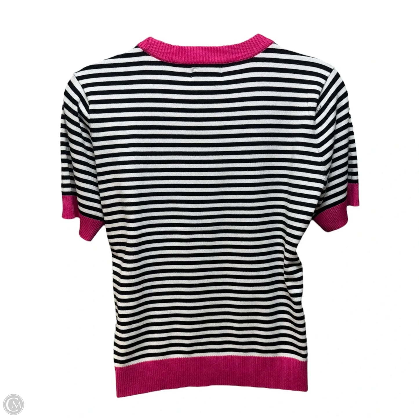 Logo Sweater Short Sleeve Designer By Karl Lagerfeld In Striped Pattern, Size: Xl