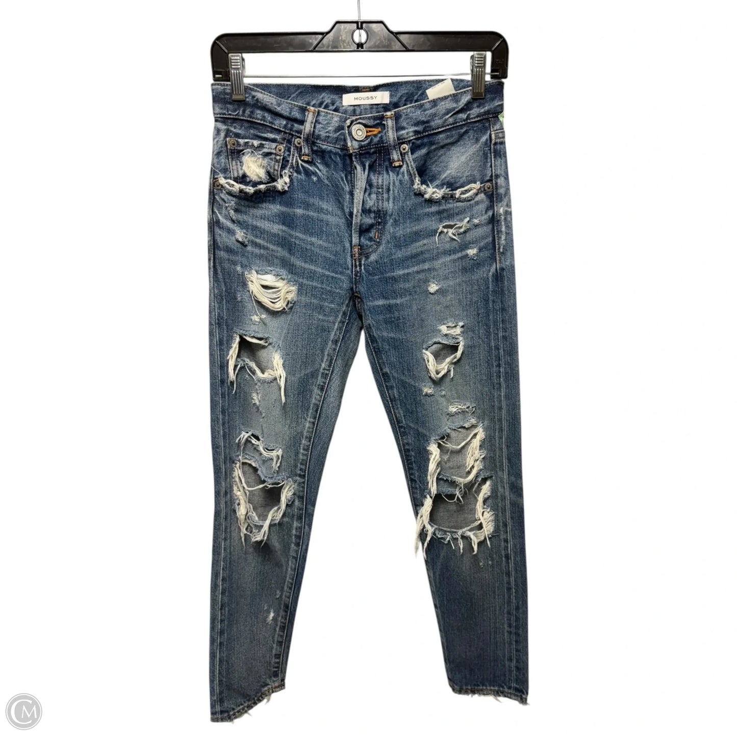 Distressed Jeans Boyfriend By Moussy In Blue Denim, Size: 24