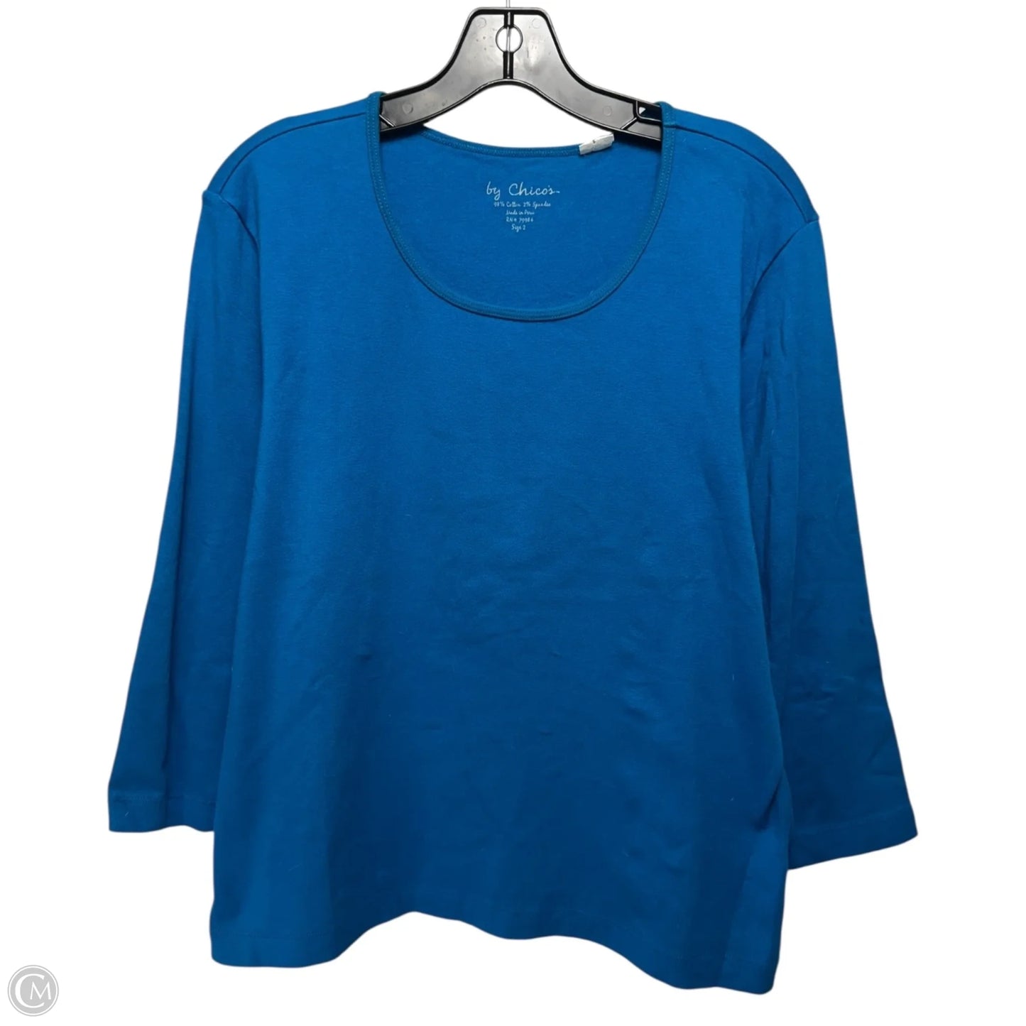 Cotton Blend Tee By Chicos In Azure Blue, Size: L