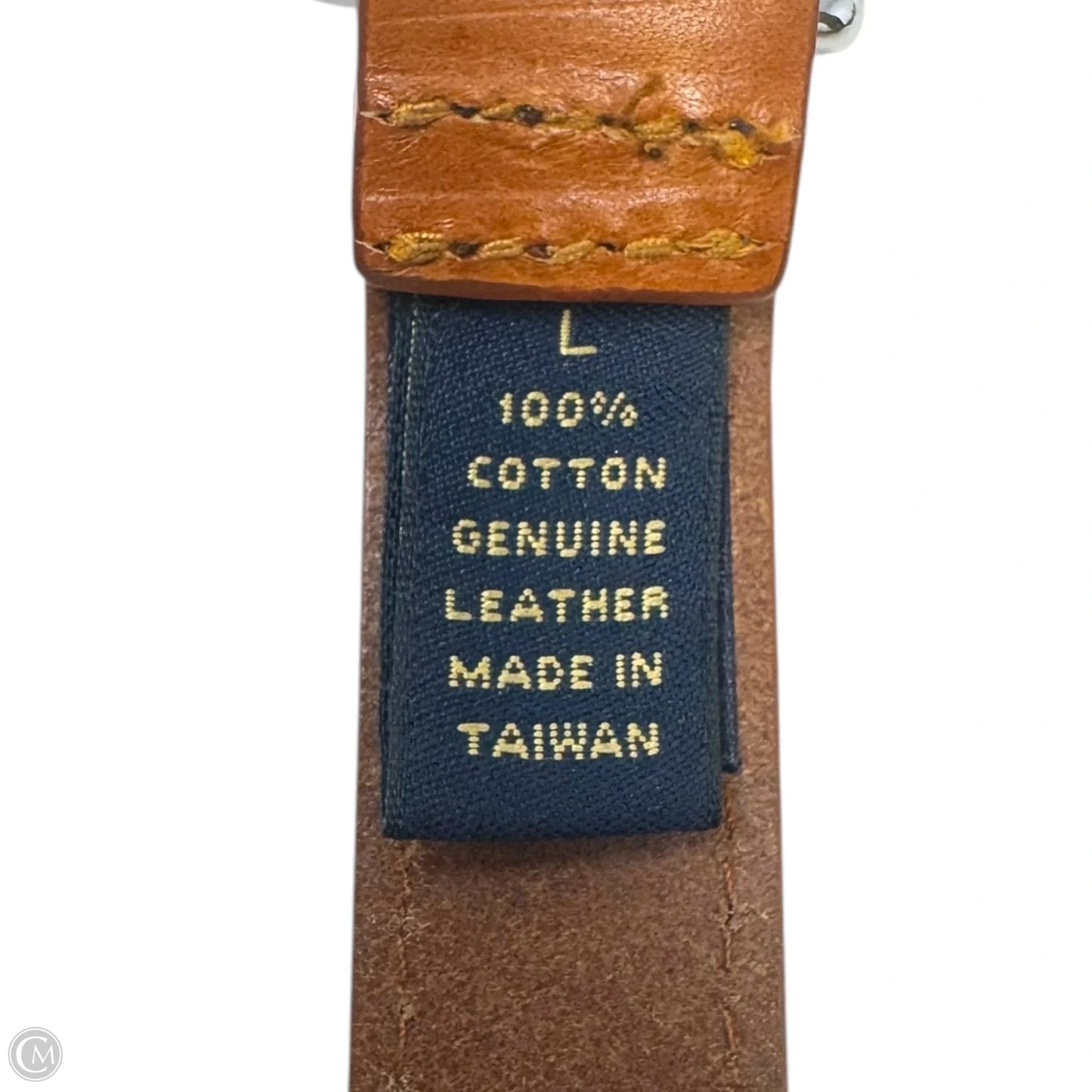 Plaid & Leather Belt By Brooks Brothers, Size: Large