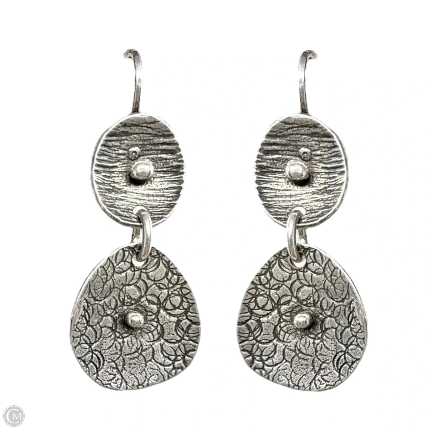 Textured Sterling Silver Dangle Earrings