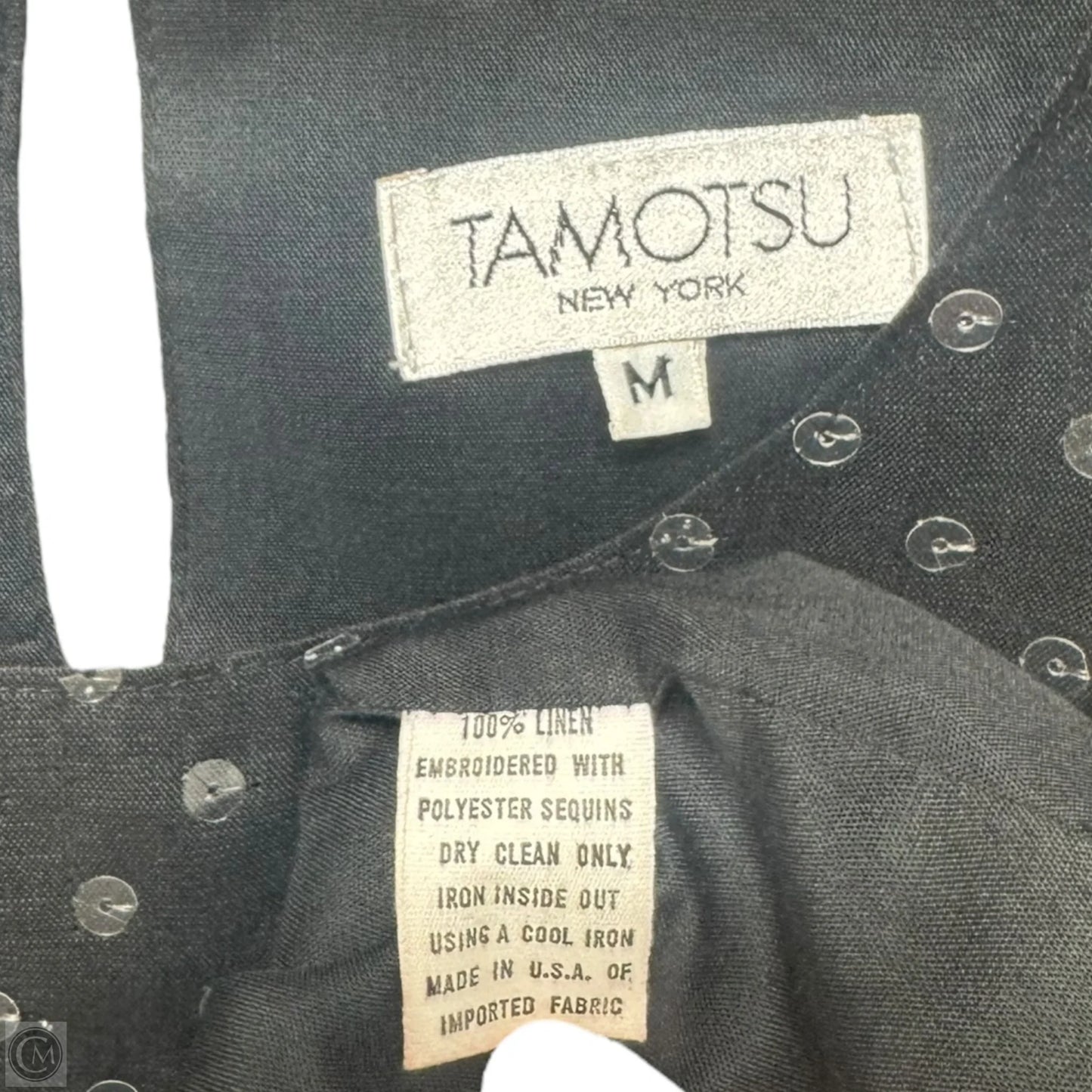 Linen Sequin Tank Top By Tamotsu In Black, Size: M