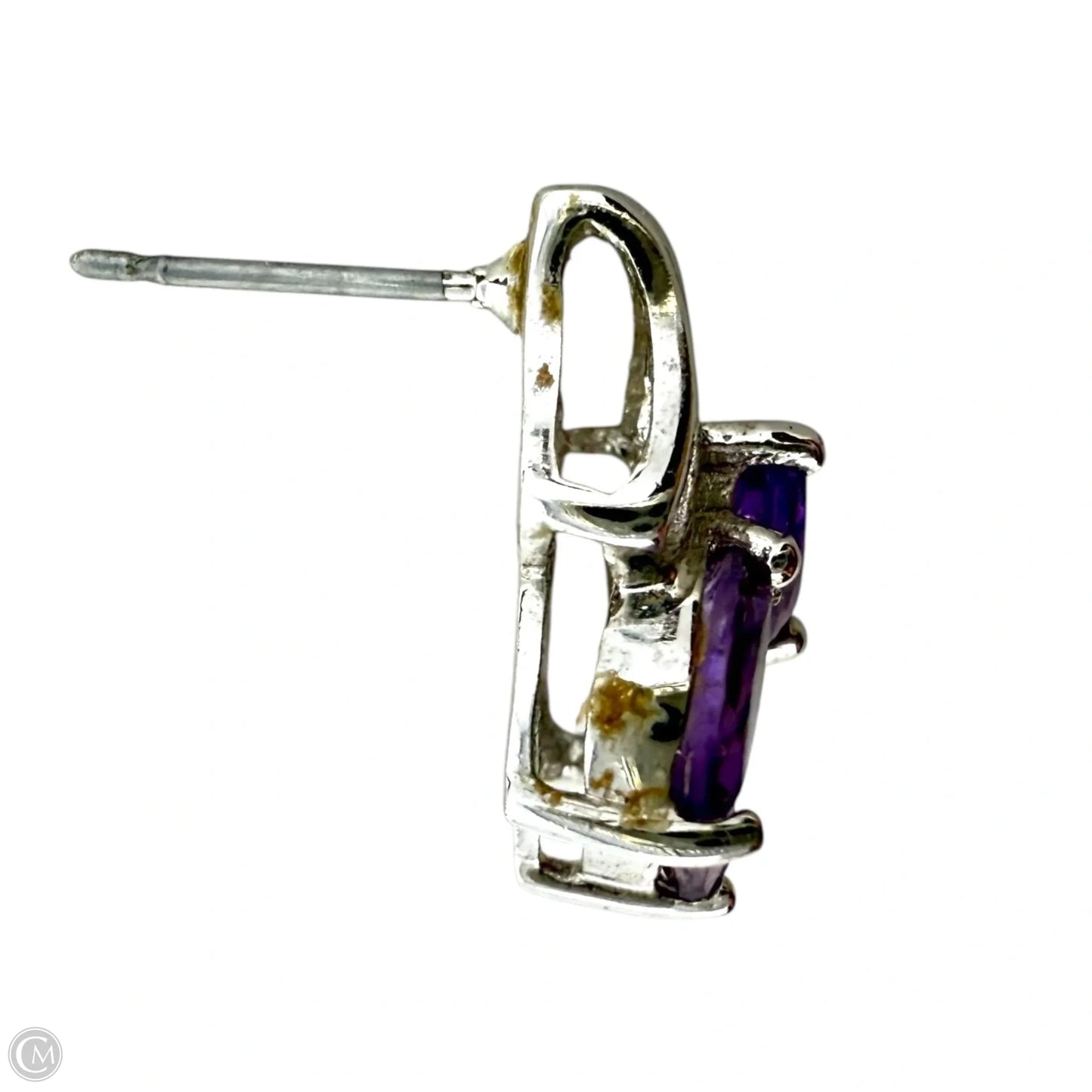 Amethyst, Cubic Zirconia & 925 Sterling Silver Cluster Earrings By Unbranded