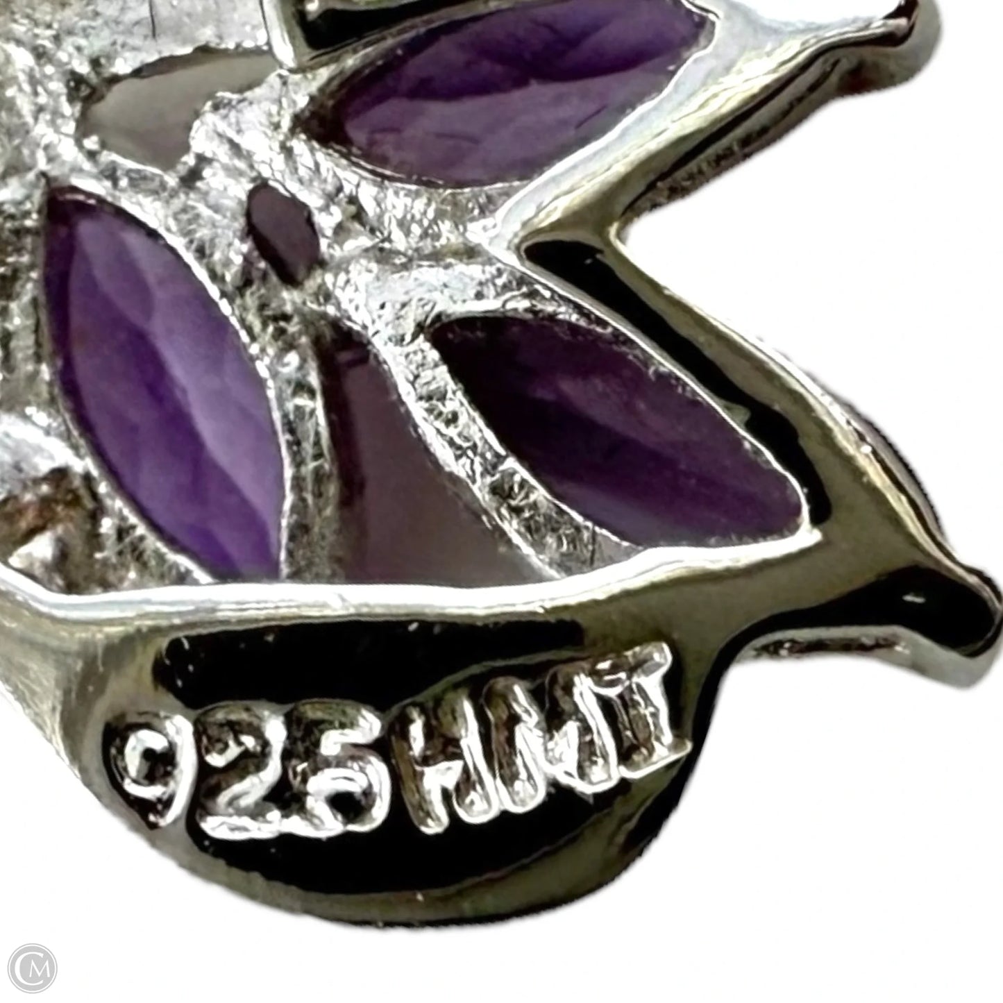 Amethyst, Cubic Zirconia & 925 Sterling Silver Cluster Earrings By Unbranded