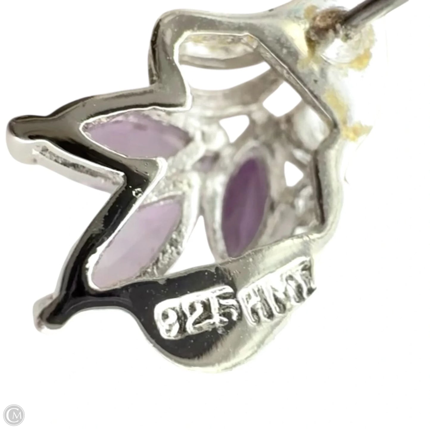 Amethyst, Cubic Zirconia & 925 Sterling Silver Cluster Earrings By Unbranded