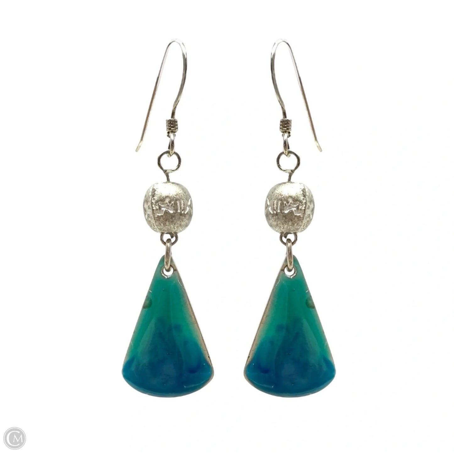 Turquoise Tone & Sterling Silver French Wire Earrings By Unbranded