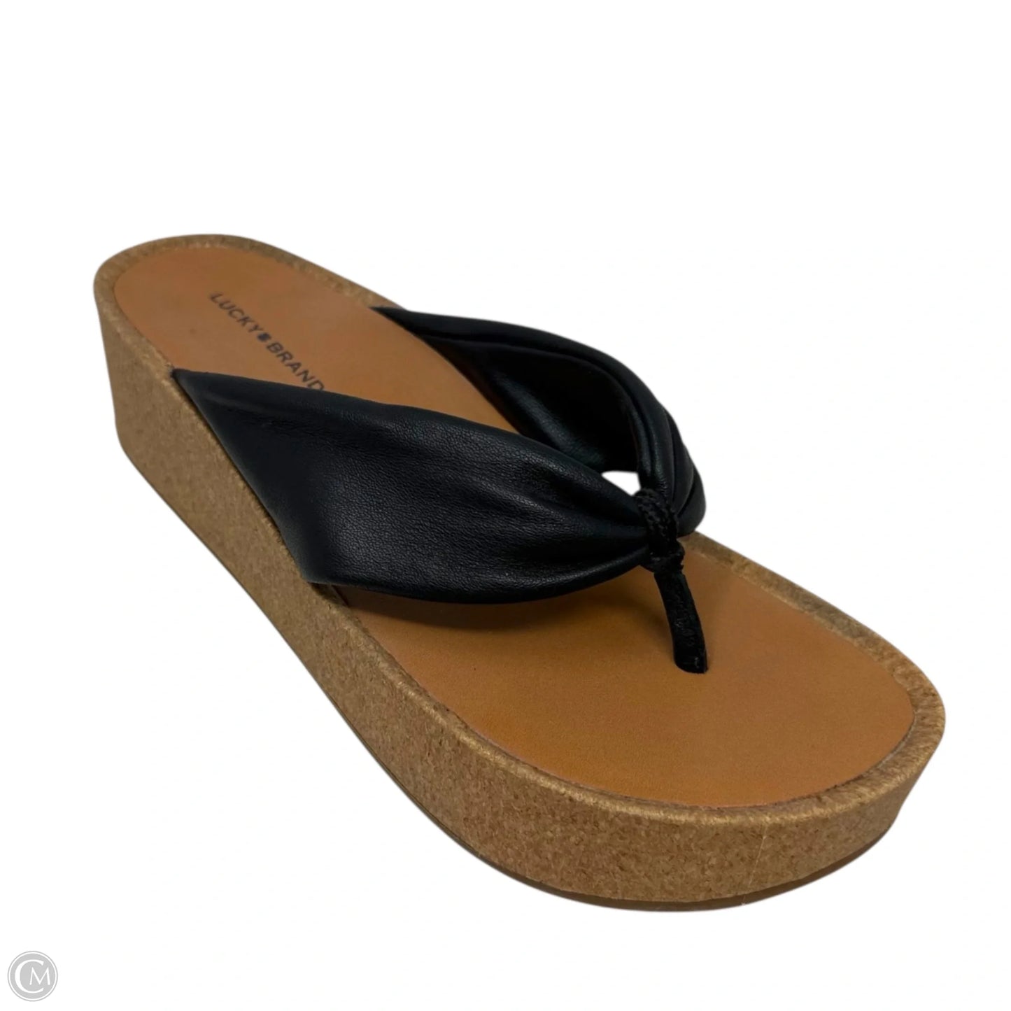 Lellina Leather Platform Sandals By Lucky Brand In Black, Size: 7.5
