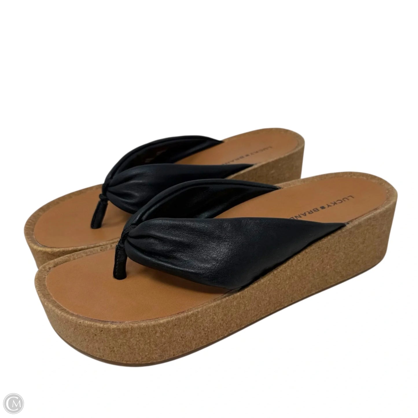 Lellina Leather Platform Sandals By Lucky Brand In Black, Size: 7.5