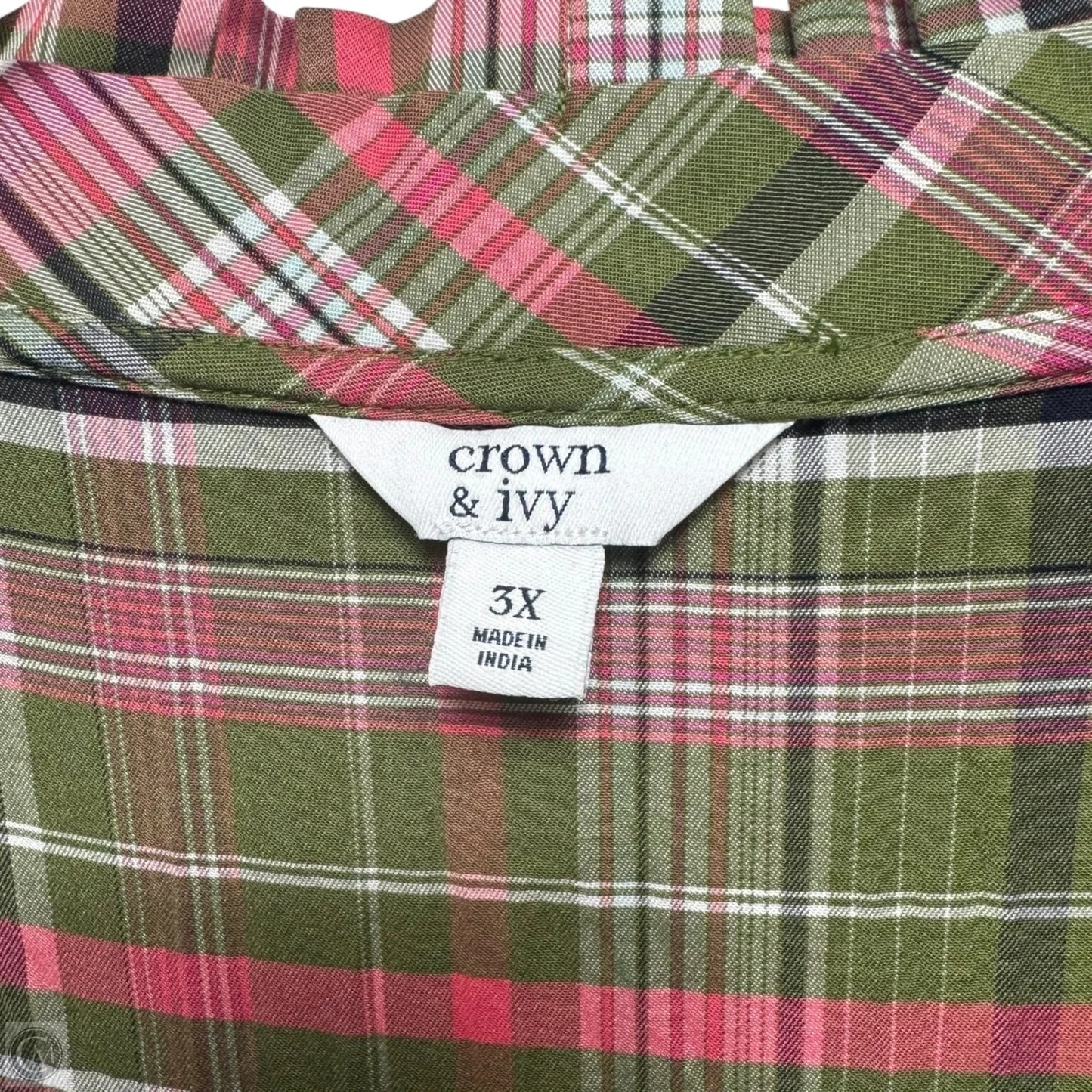 Tiered Ruffle Neck Maxi Dress By Crown And Ivy In Plaid Pattern, Size: 3X