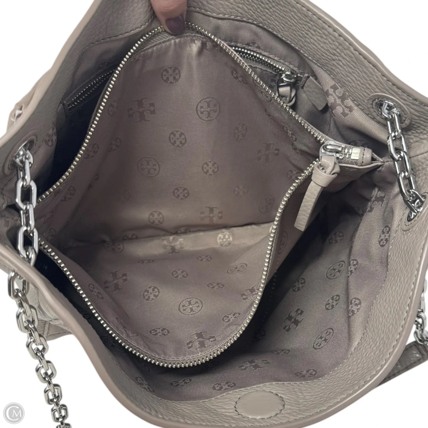 Britten Pebbled Leather Handbag Designer By Tory Burch, Size: Medium