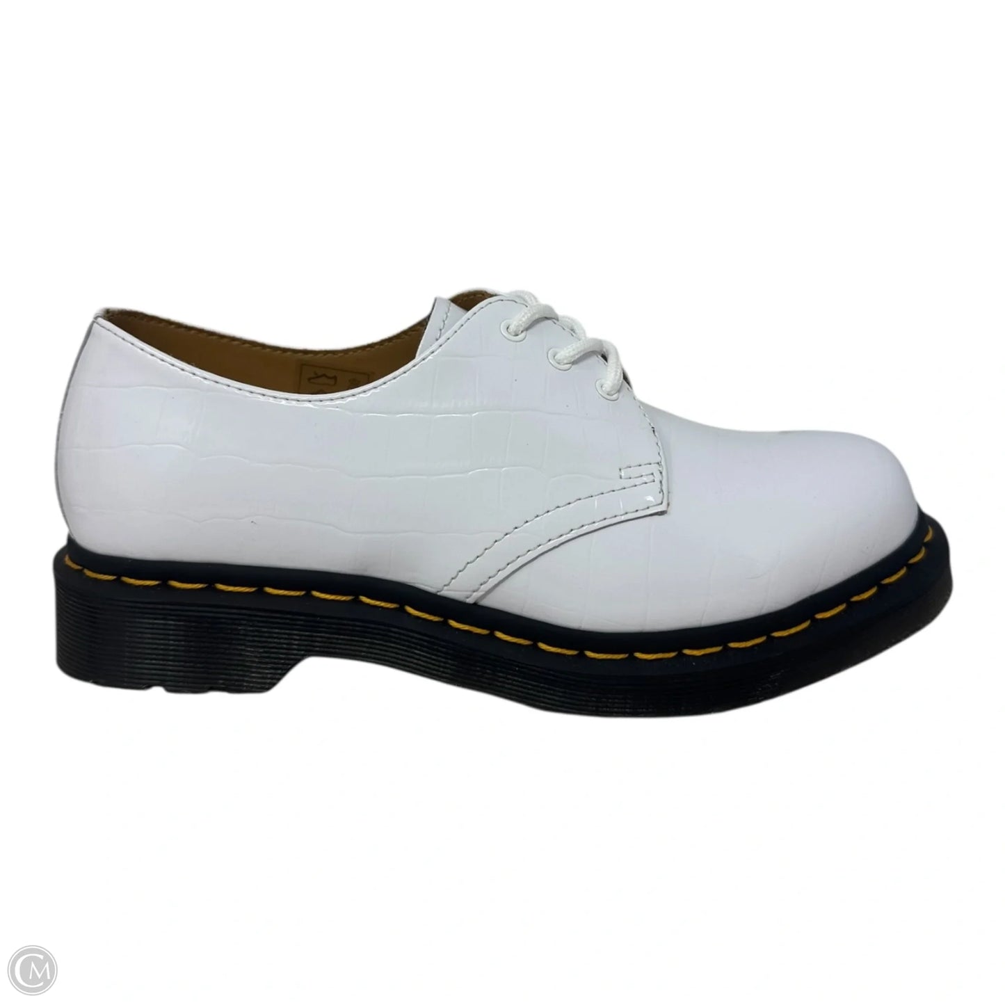1461 Croc Embossed Patent Shoes Flats By Dr Martens In White, Size: 8