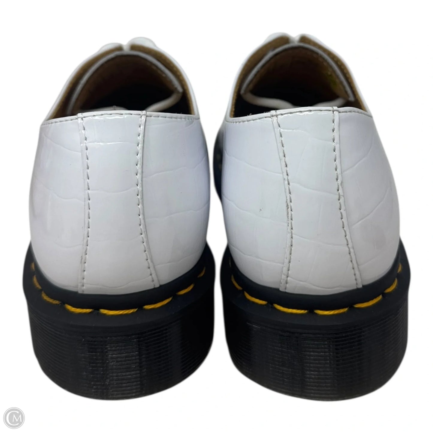 1461 Croc Embossed Patent Shoes Flats By Dr Martens In White, Size: 8