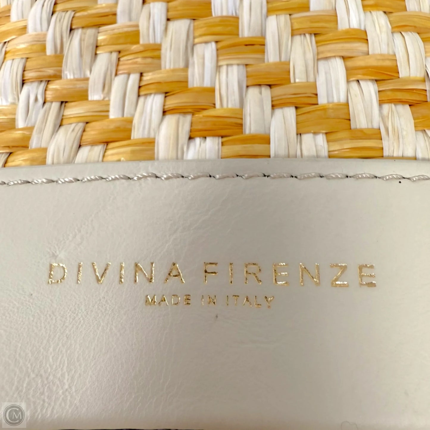 Italian Woven Leather & Straw Bucket Bag By Divina Firenze, Size: Medium