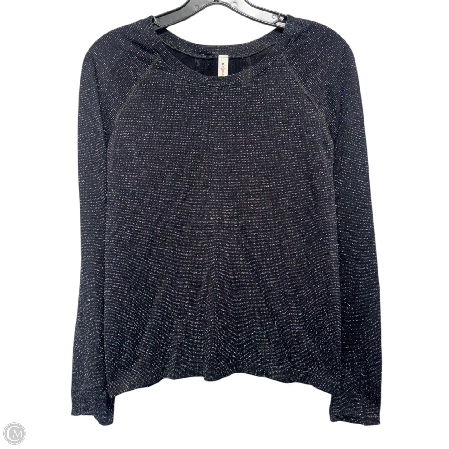 Athletic Top Long Sleeve Crewneck By Athleta In Black & Silver, Size: M