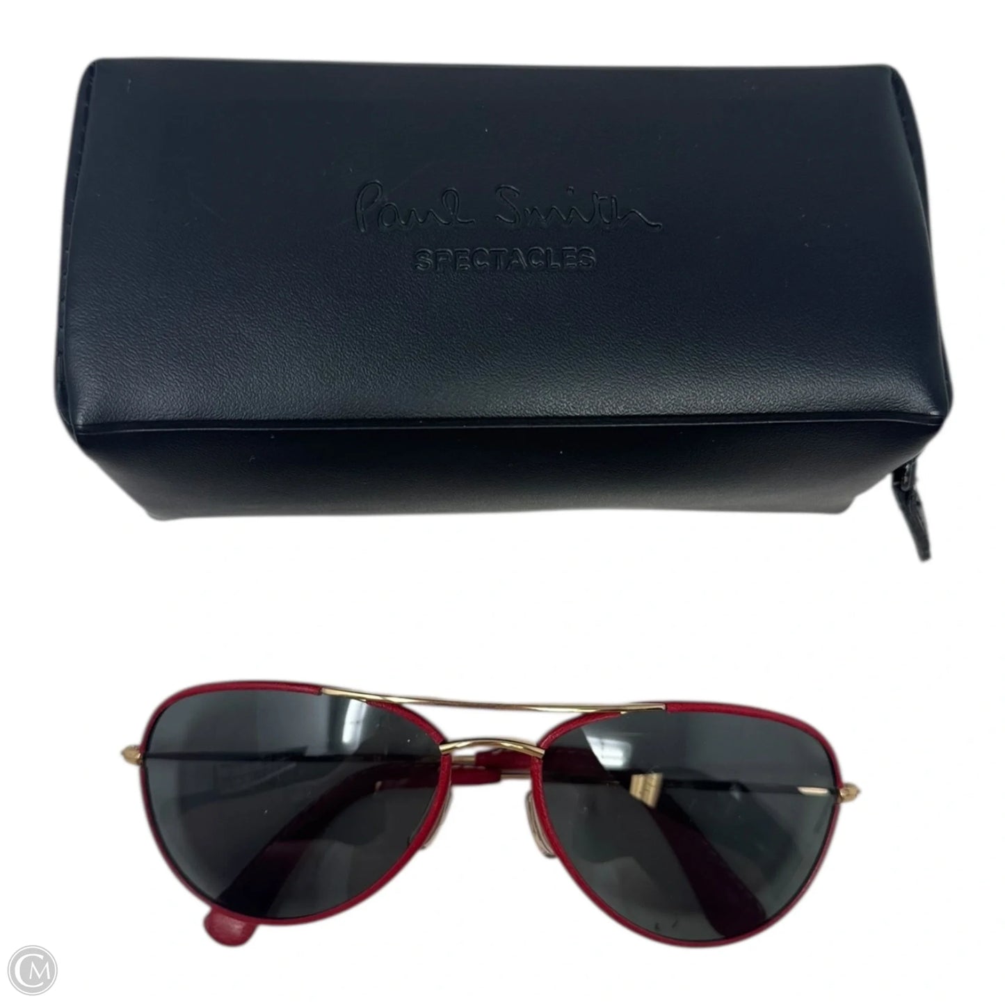 817 Leather Trim Aviator Sunglasses By Paul Smith in Red