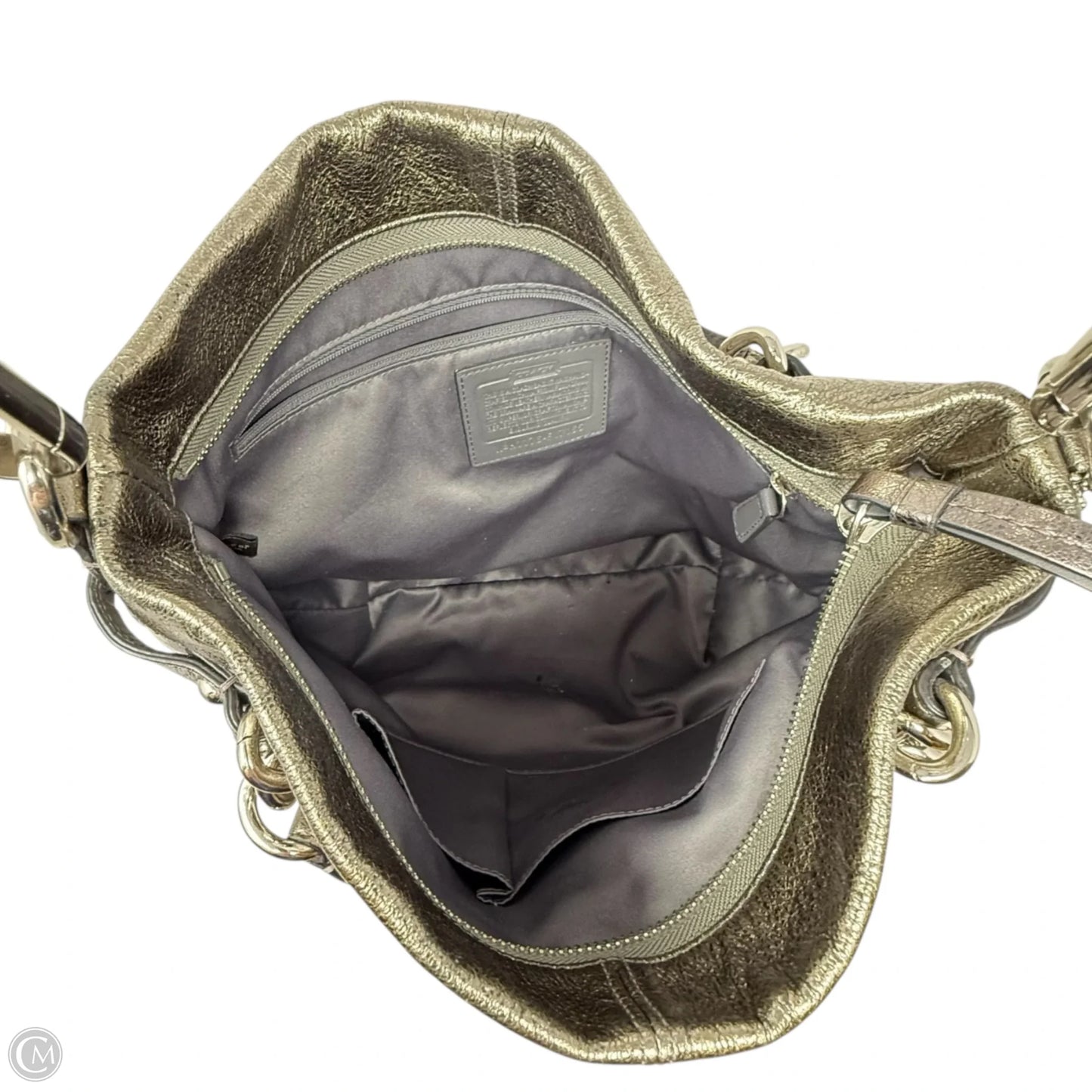 Vintage Convertible Brooke Hobo Designer By Coach In Metallic Pewter, Size: Medium