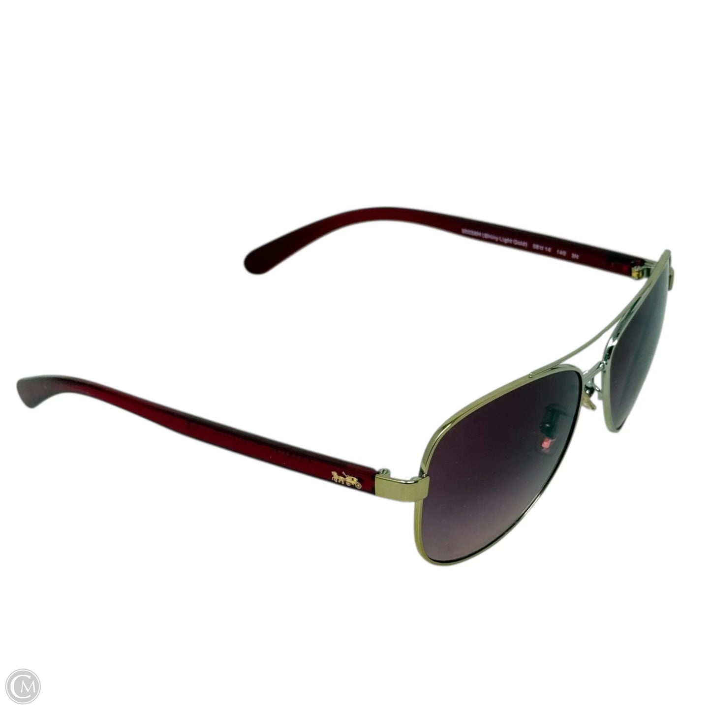 Pilot 90058H Sunglasses Designer By Coach In Burgundy Gradient Shiny Gold