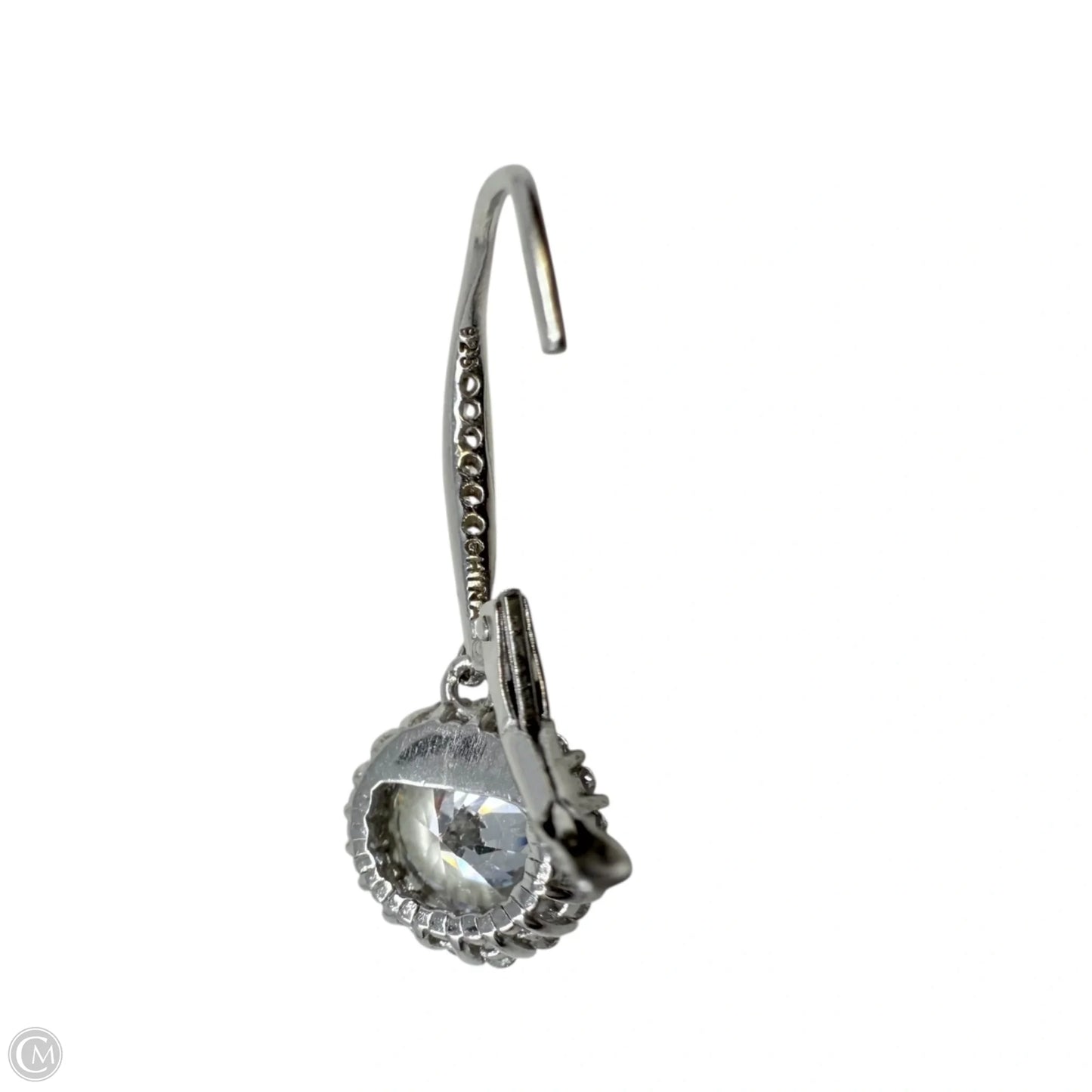 CZ & Sterling Silver Halo Drop Earrings