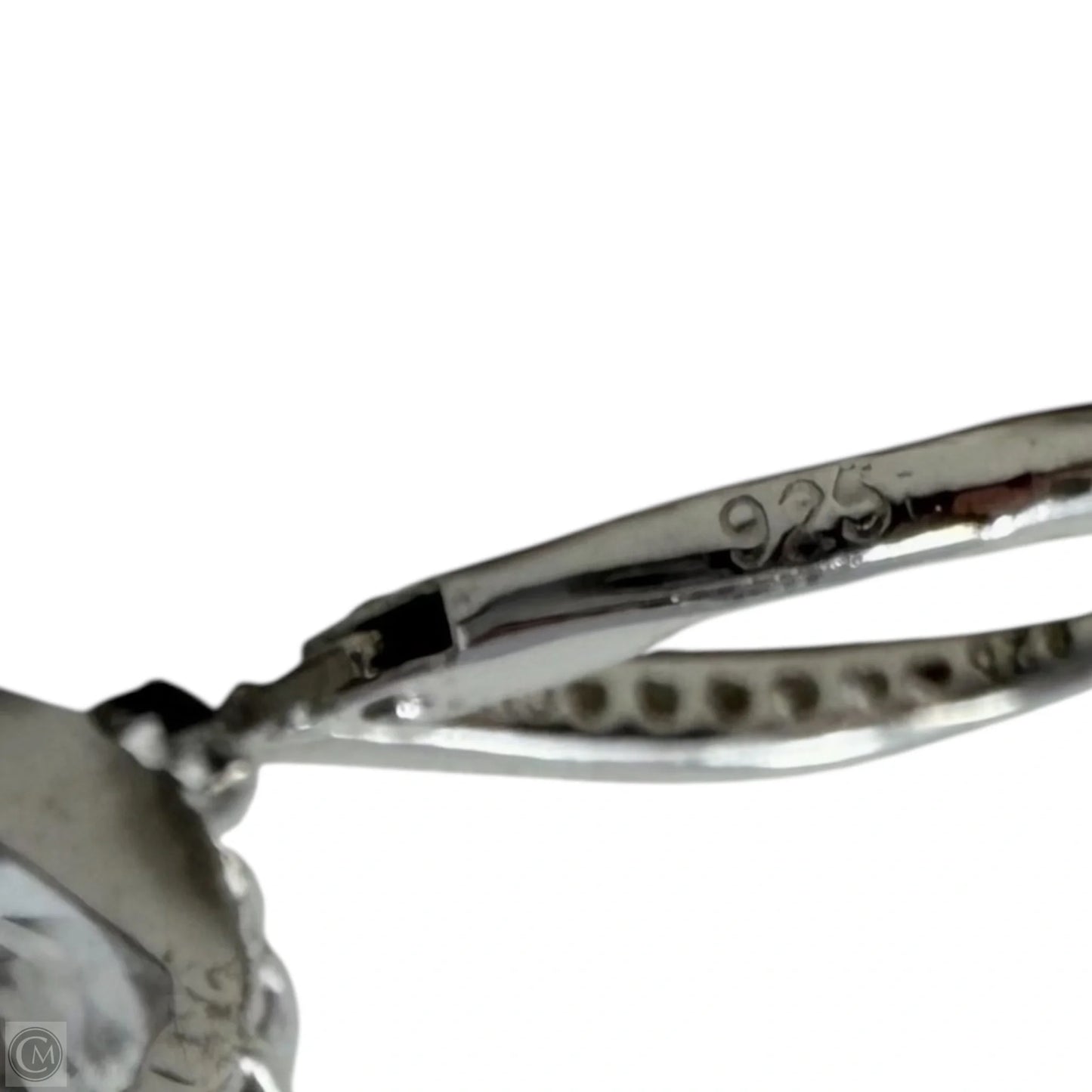 CZ & Sterling Silver Halo Drop Earrings