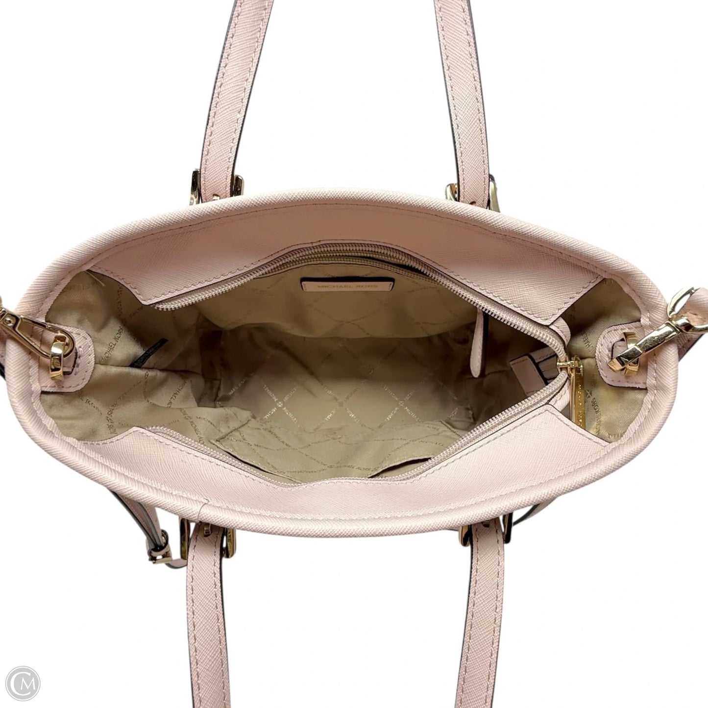 Jet Set Travel Extra-Small Logo Top-Zip Tote Bag Designer By Michael Kors, Size: Medium