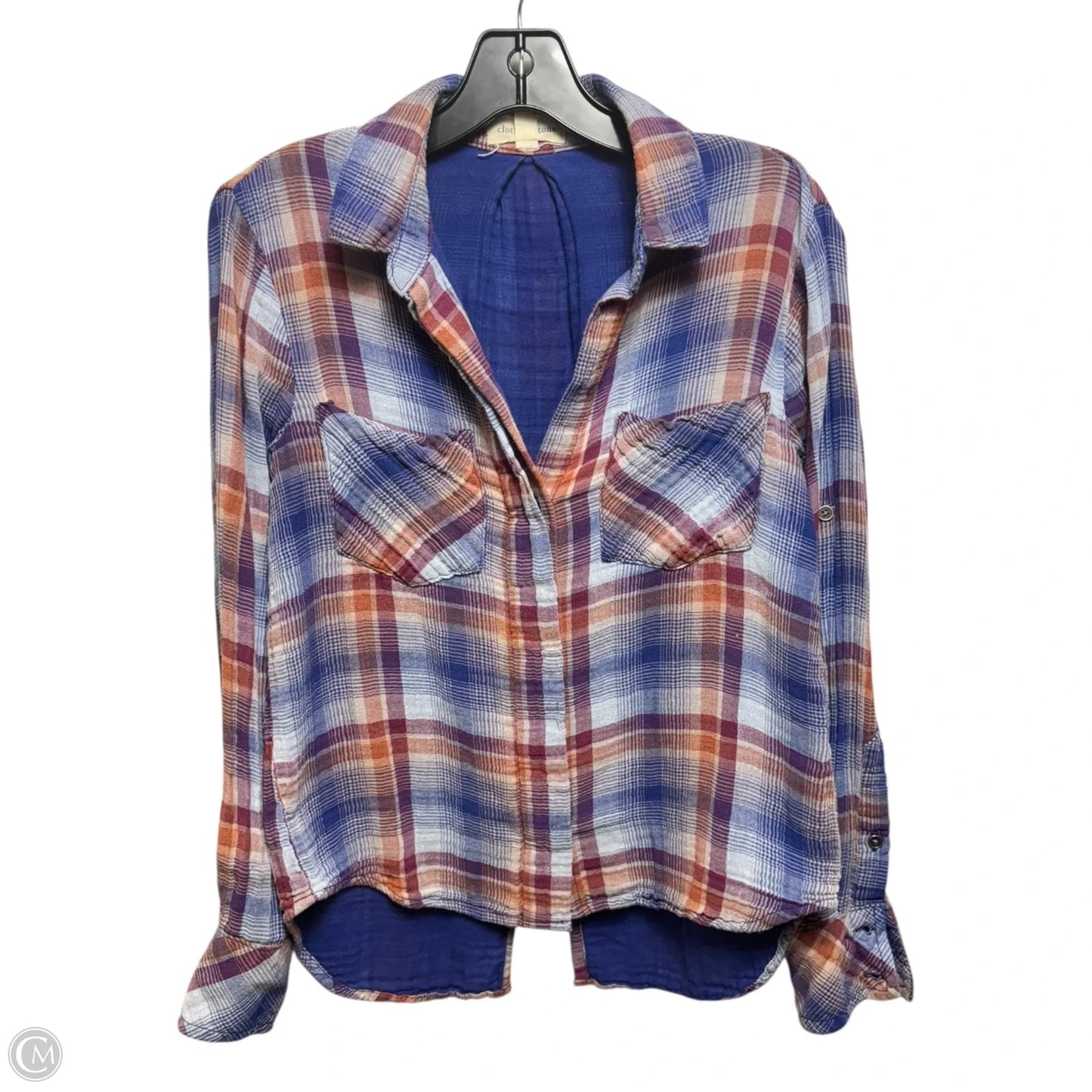 Top Long Sleeve By Cloth & Stone In Plaid Pattern, Size: Xs