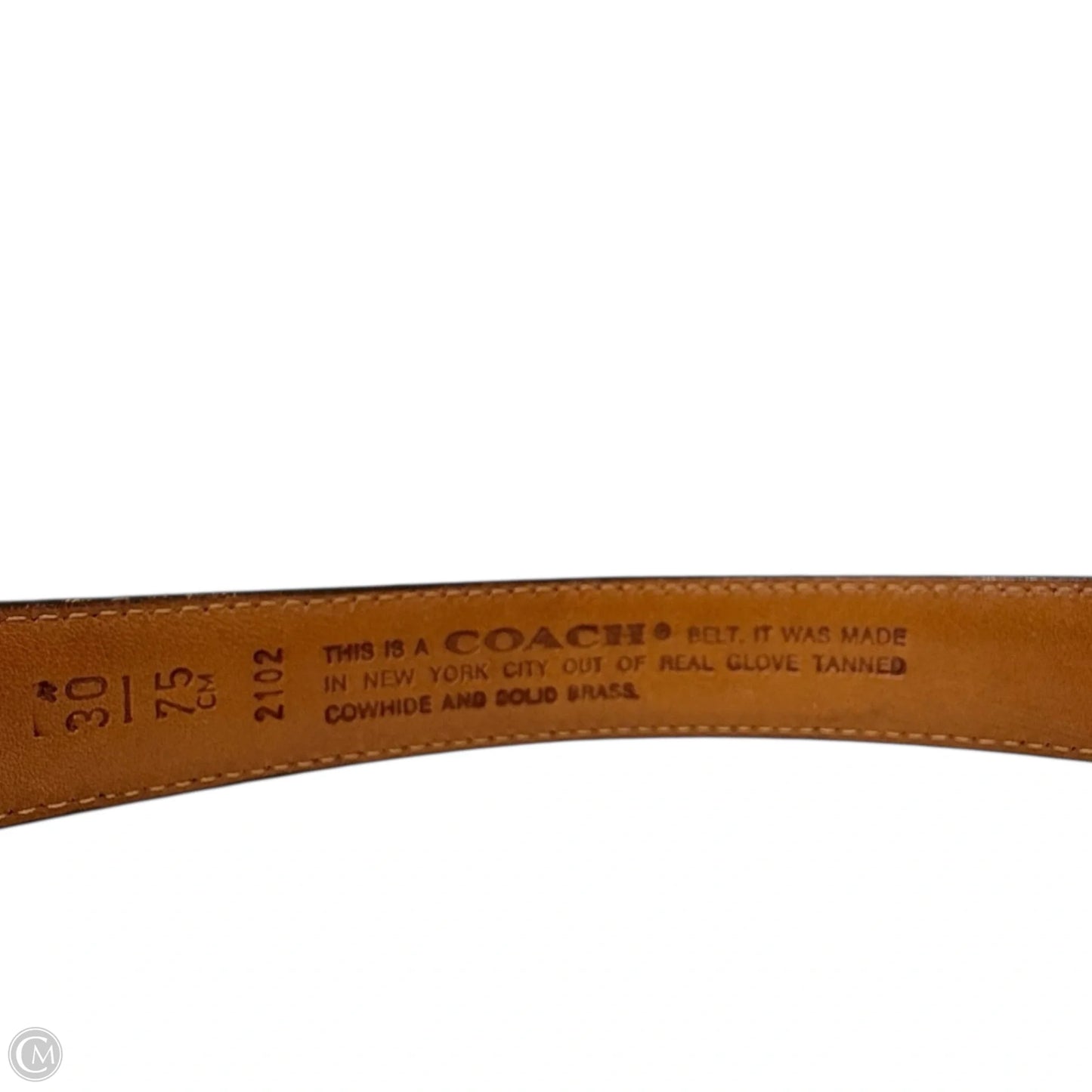 Classic Leather Belt Designer By Coach, Size: Medium
