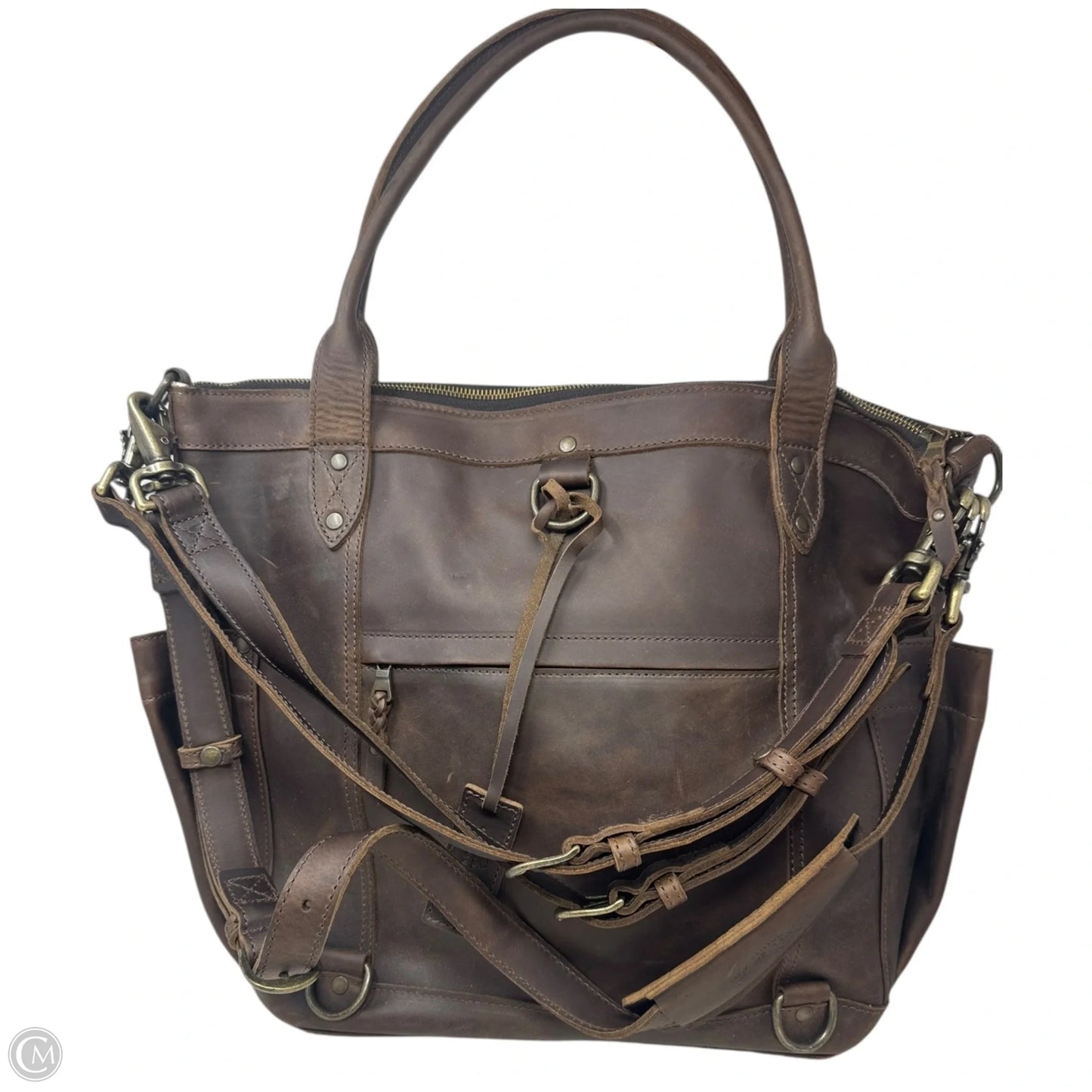 Wool & Leather Tote Handbag Leather By Nena & Co, Size: Large