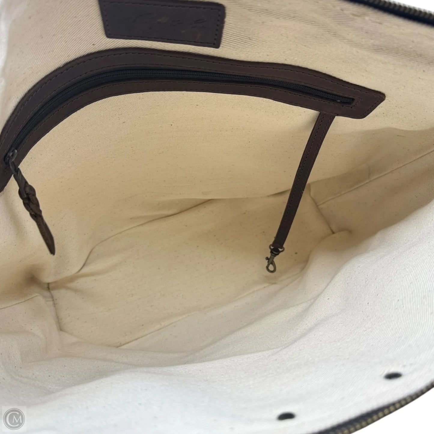 Wool & Leather Tote Handbag Leather By Nena & Co, Size: Large