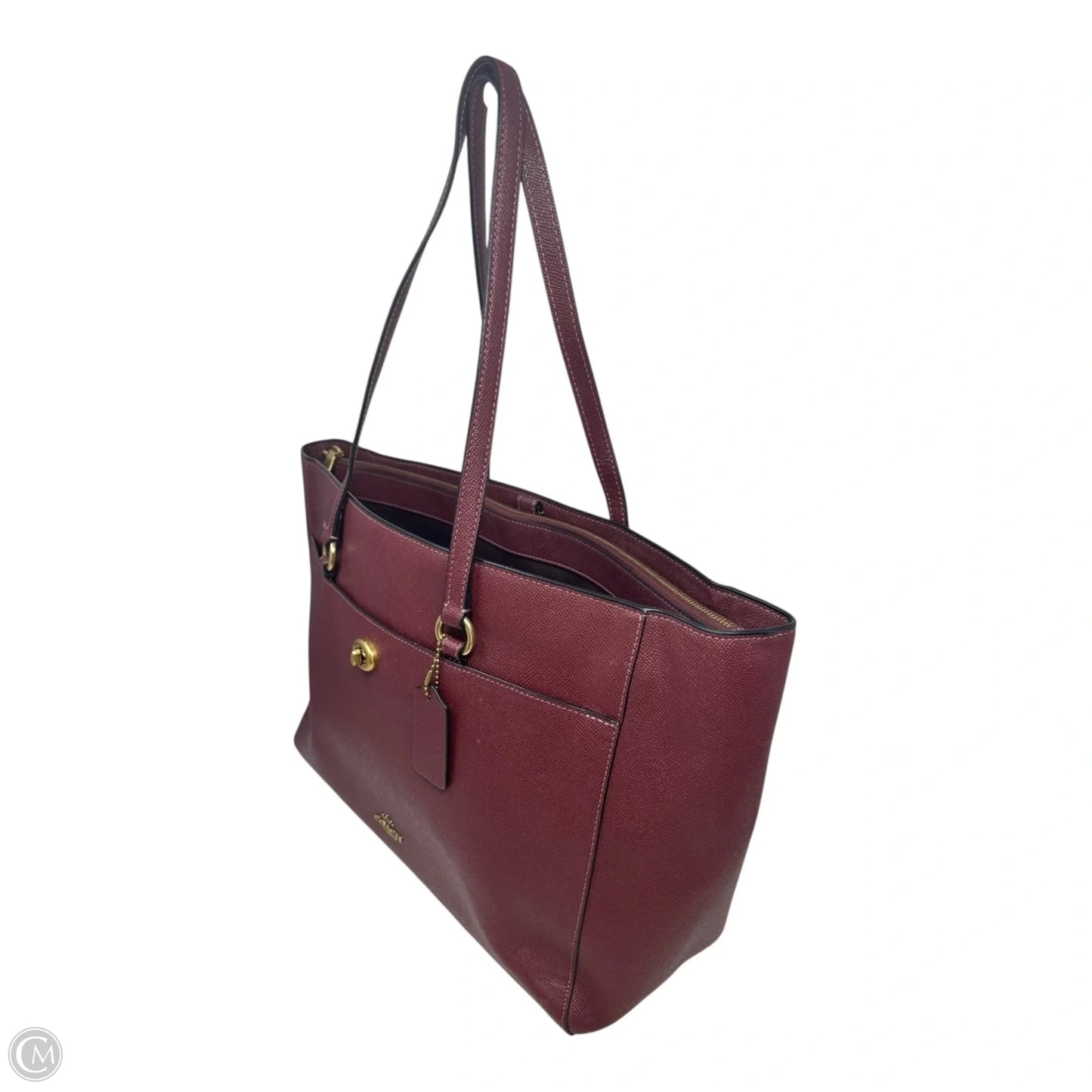 Folio Turnlock Tote Designer By Coach, Size: Large