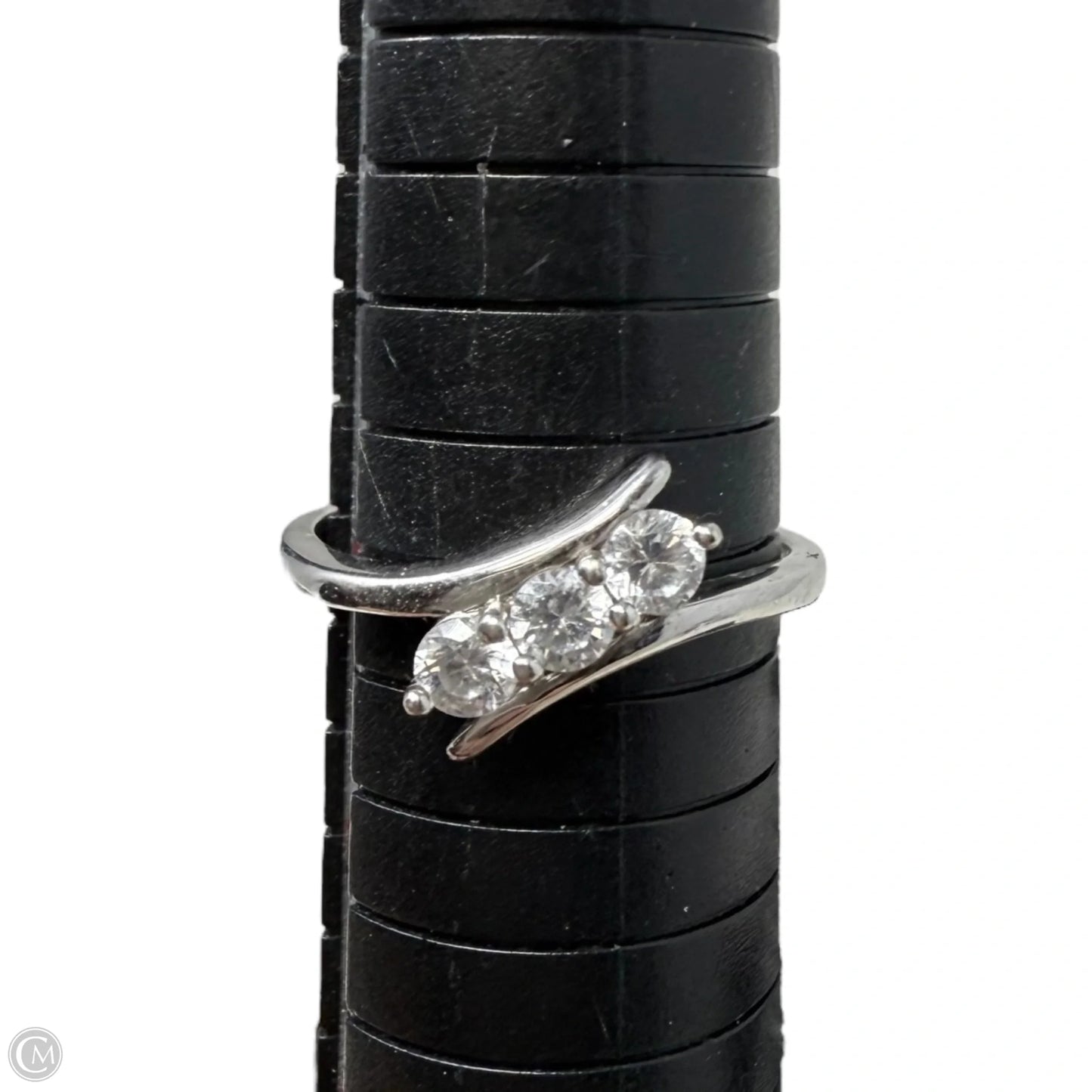 Triple CZ Sterling Silver Bypass Ring By Clothes Mentor, Size: 9