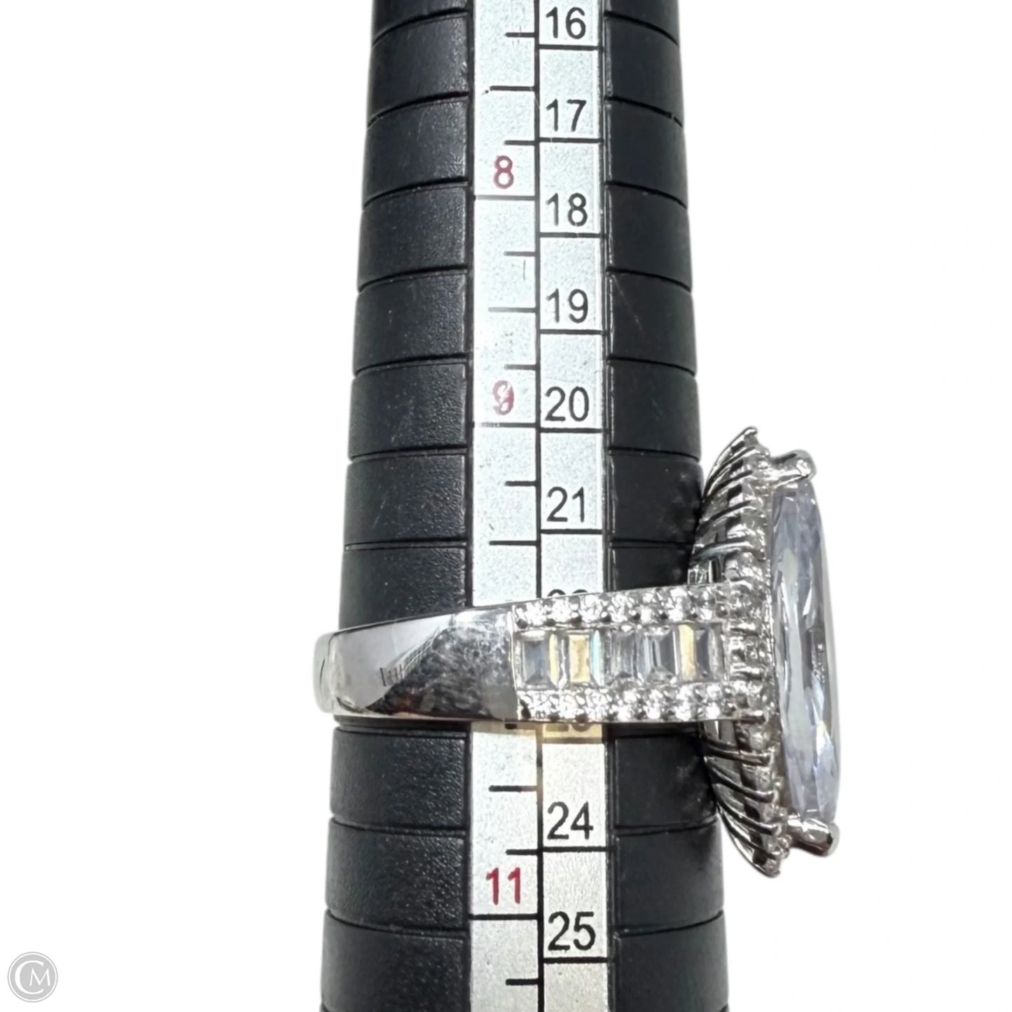 Sterling Silver Halo Baguette And Marquise CZ Ring By Clothes Mentor, Size: 9