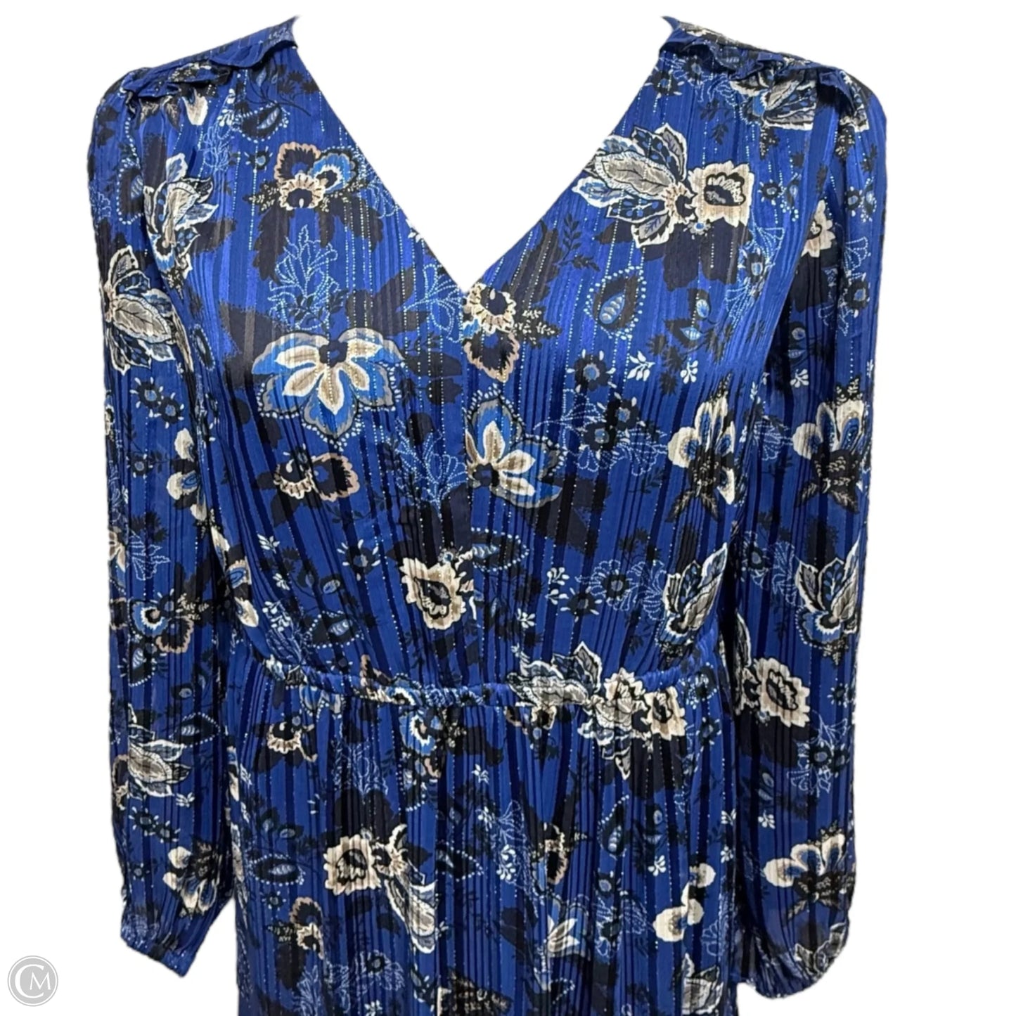 Lurex Shimmer V-Neck Maxi Dress By Lane Bryant In Blue, Size: 22