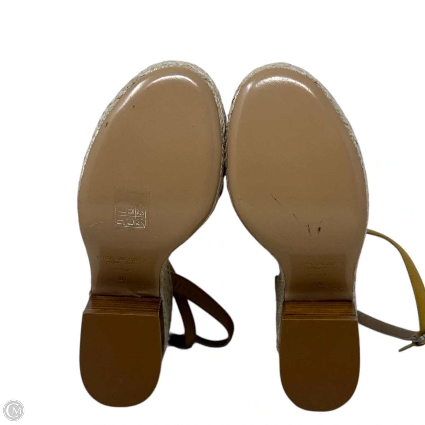 Runway Silvana Nappa Leather Platform Espadrille Sandals Designer By Michael Kors Collection In Peanut, Size: US 6/IT36