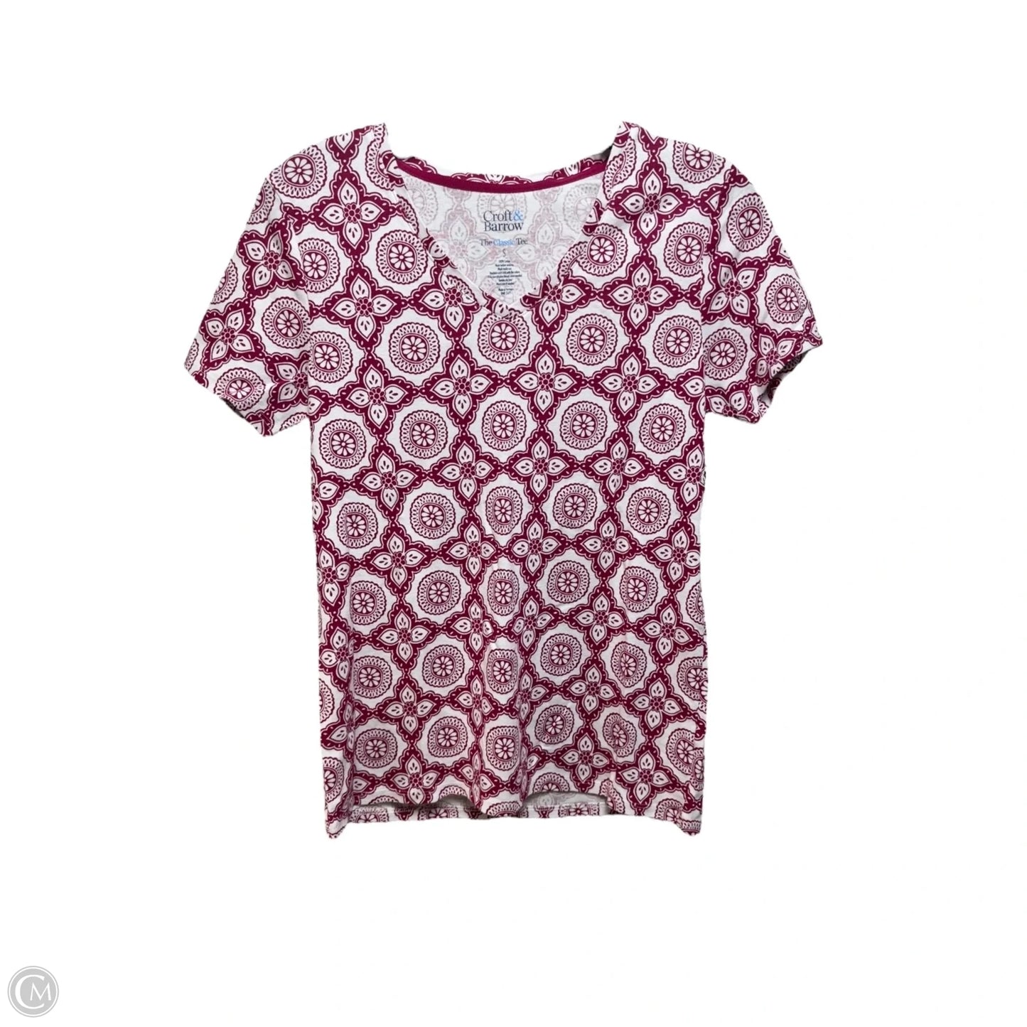 Top Short Sleeve By Croft And Barrow In Red & White, Size: S