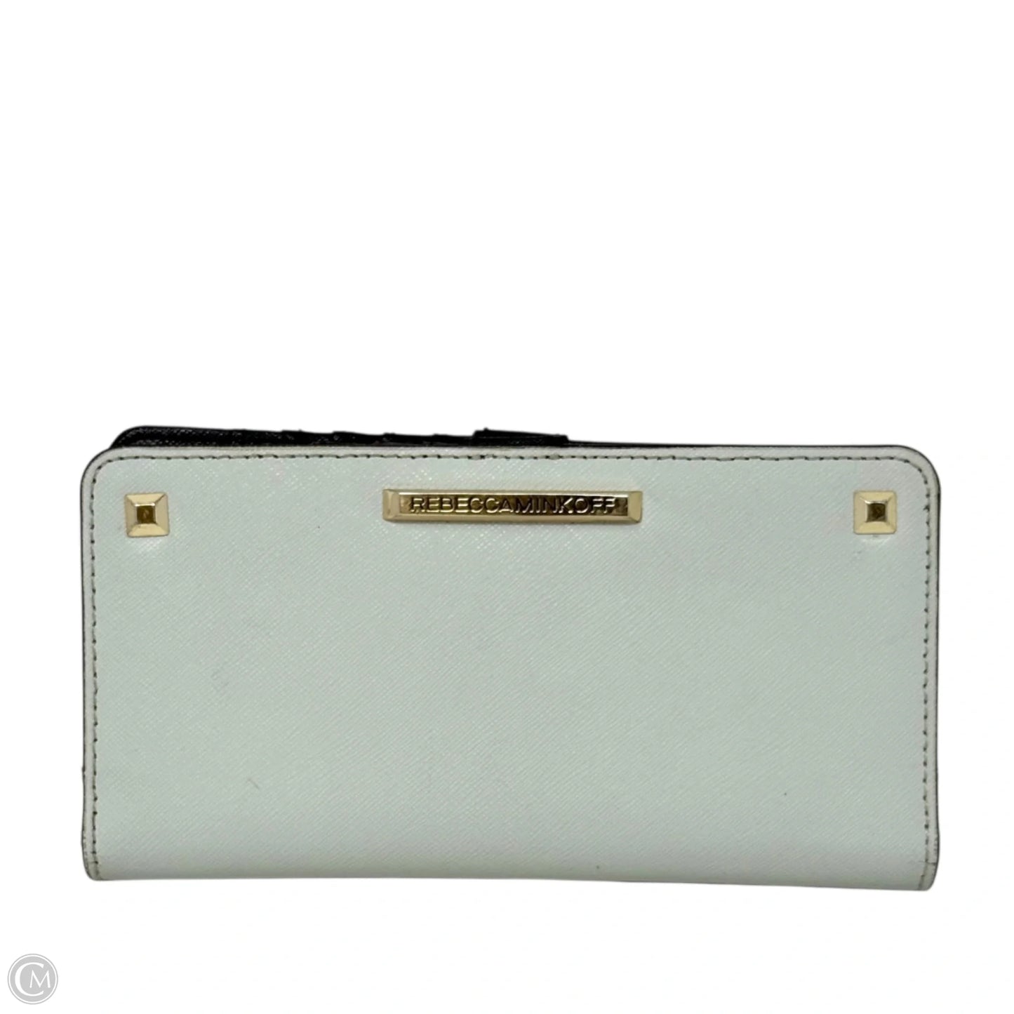 Ava Zip Around Studded Wallet Designer By Rebecca Minkoff In Saffiano Leather , Size: Large
