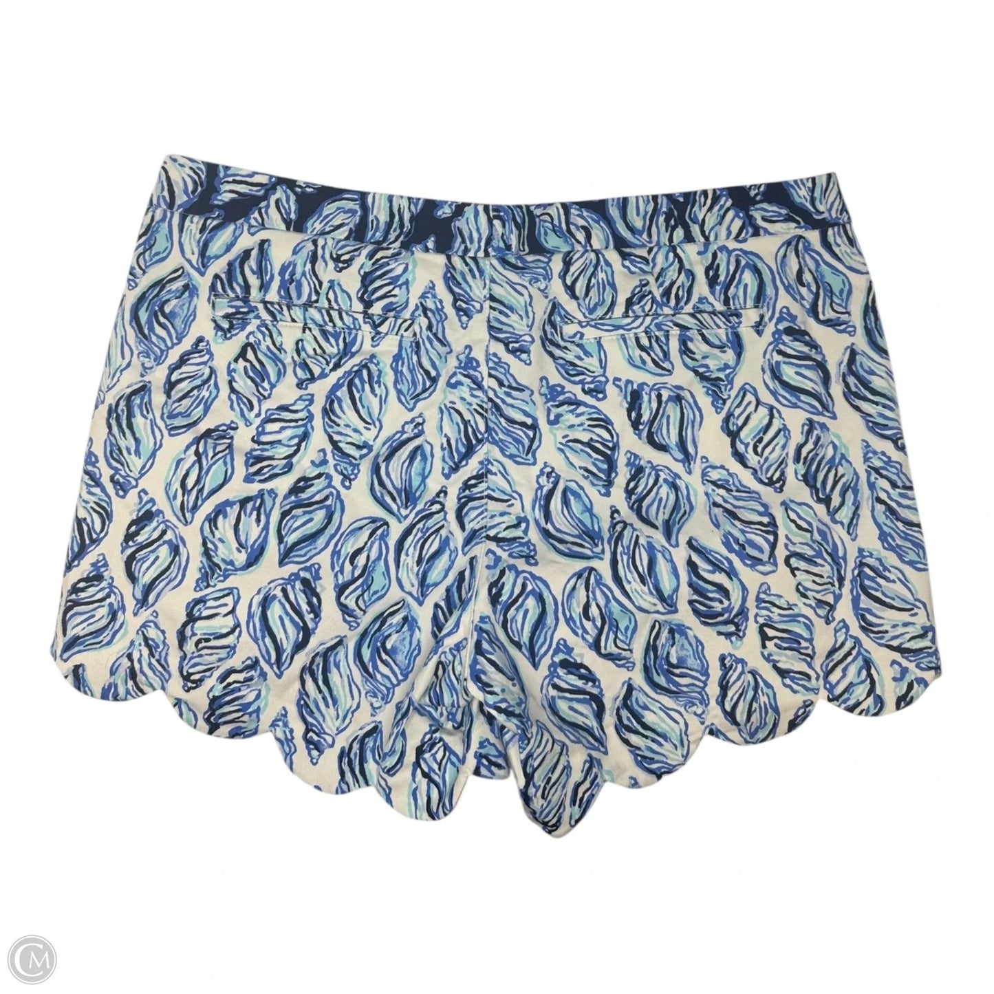 Scalloped Buttercup Shorts Designer By Lilly Pulitzer In Blue & White, Size: 12