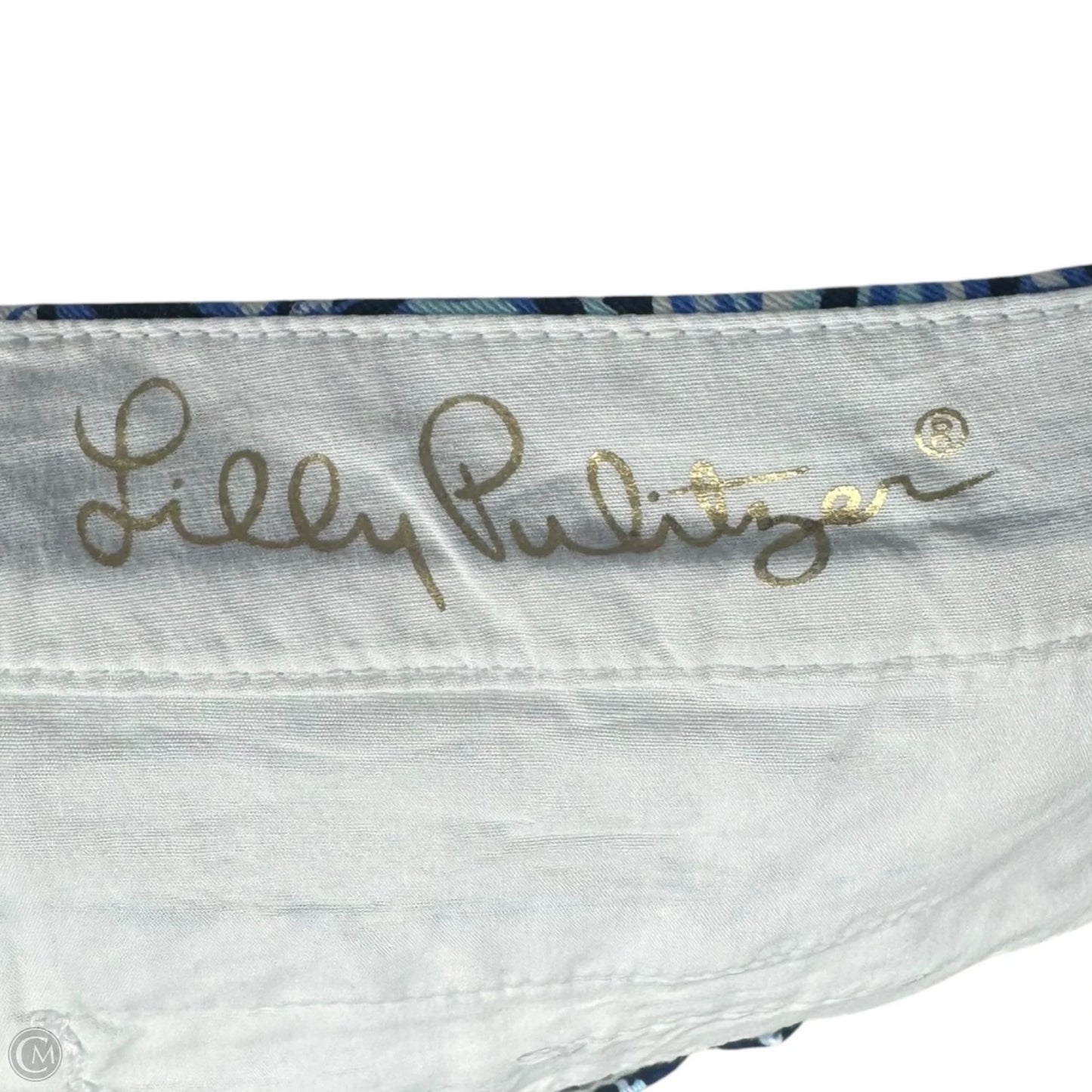 Scalloped Buttercup Shorts Designer By Lilly Pulitzer In Blue & White, Size: 12