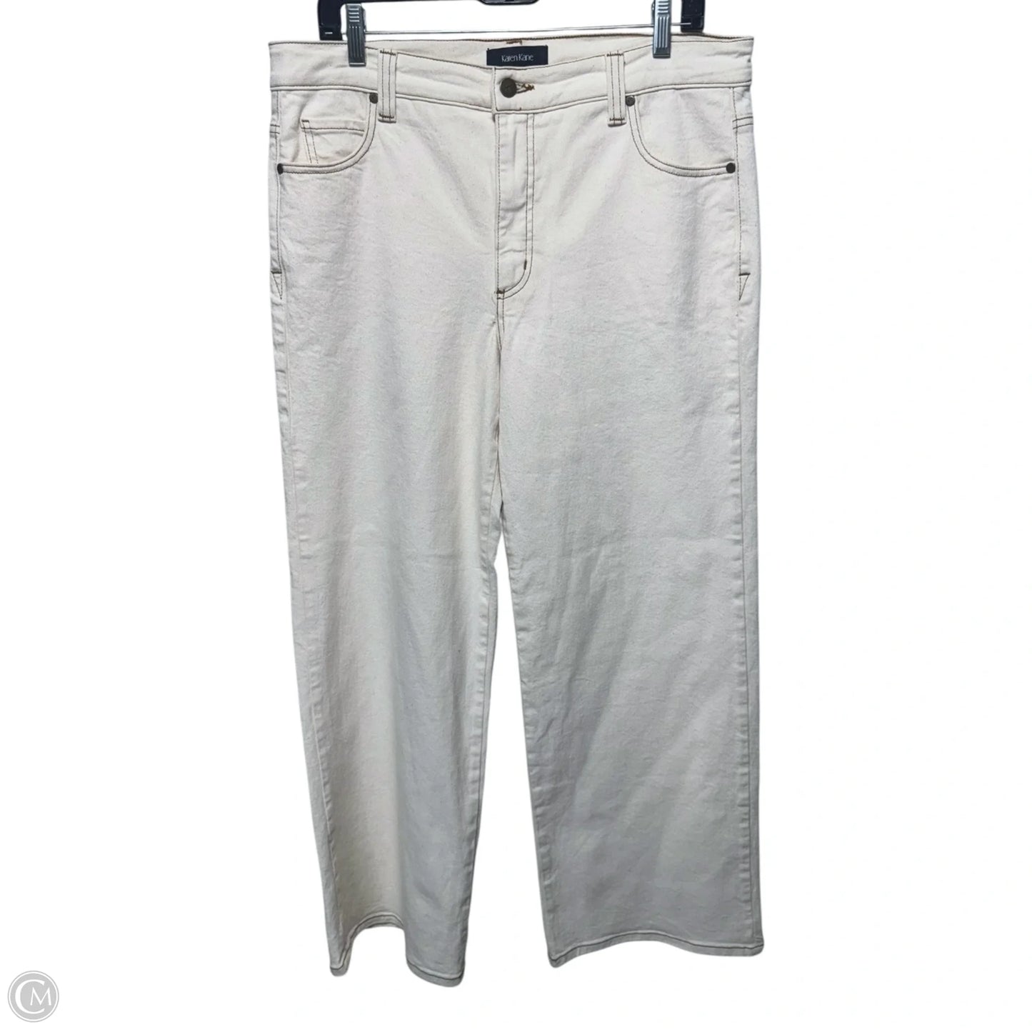 Tropical Sun Wide Leg Jeans By Karen Kane In Cream, Size: 14