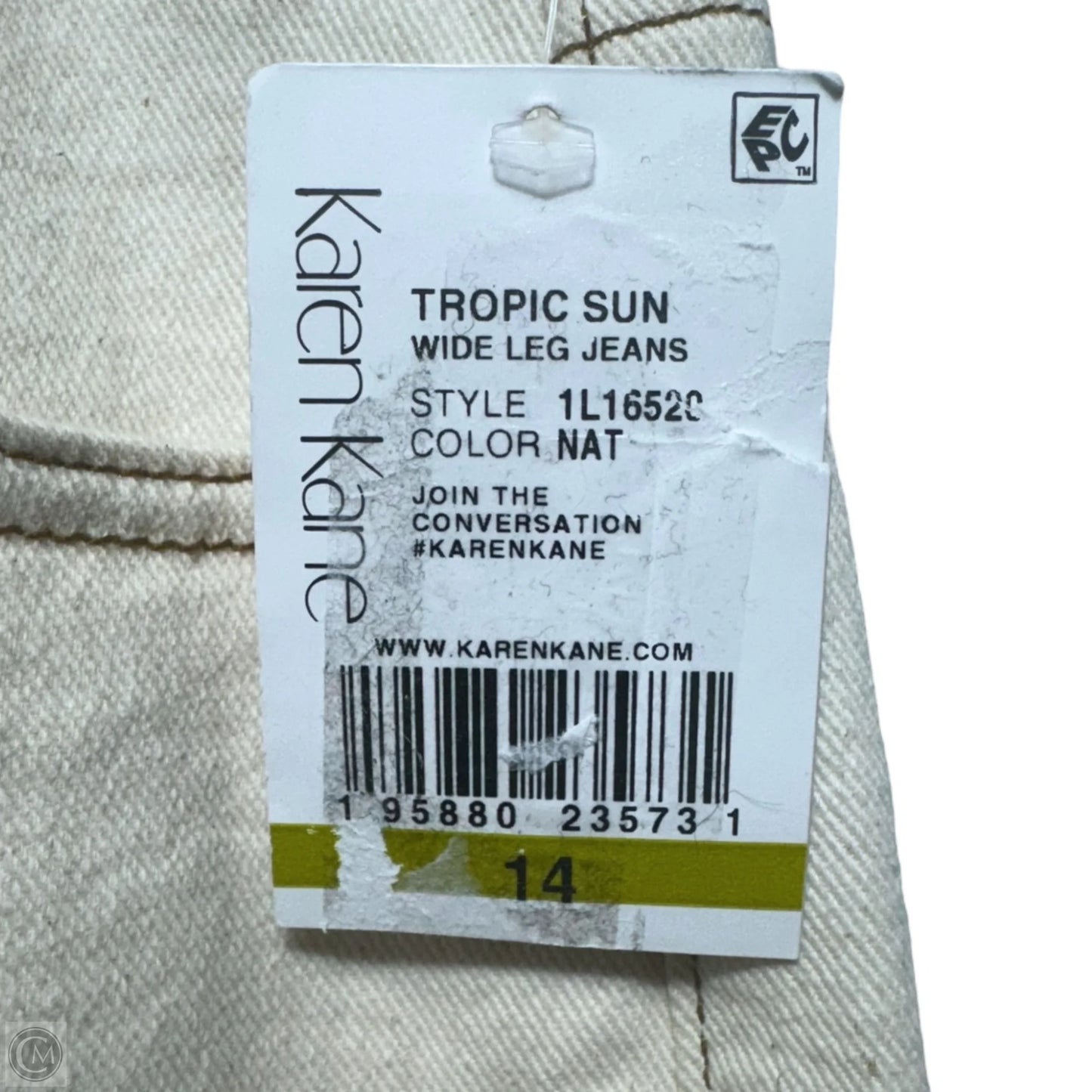 Tropical Sun Wide Leg Jeans By Karen Kane In Cream, Size: 14
