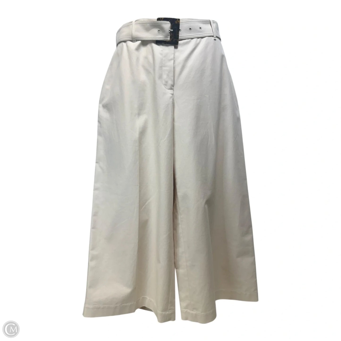 Tortoiseshell Belt Wide Leg Pants Designer By Lafayette 148 In Cream, Size: 14