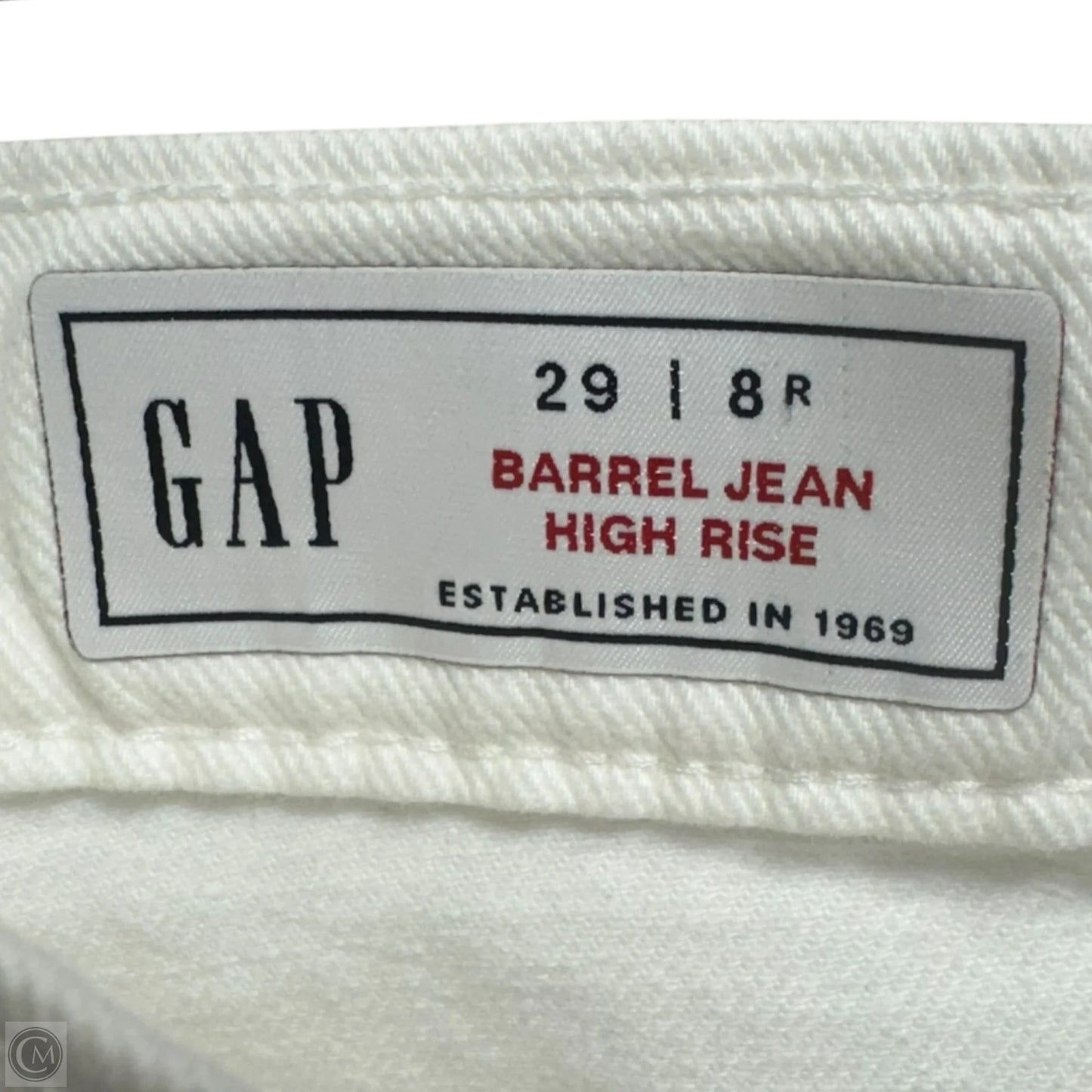 Barrel Jean High Rise By Gap In White Denim, Size: 8