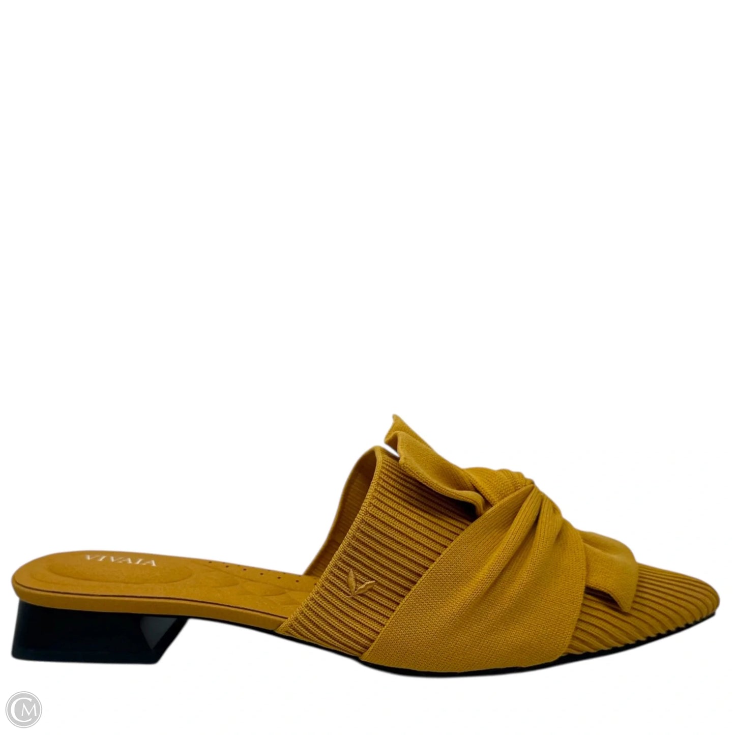 Yaffa Pointed Closed Toe Knot Sandals By Vivaia In Mustard Yellow, Size: US 10.5/EU 41.5