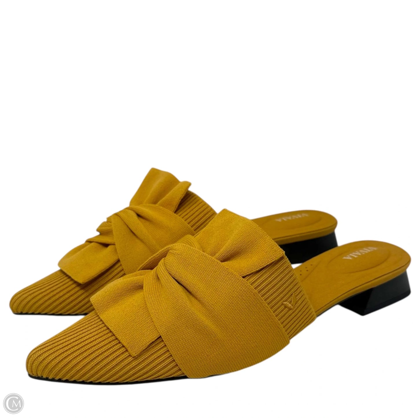 Yaffa Pointed Closed Toe Knot Sandals By Vivaia In Mustard Yellow, Size: US 10.5/EU 41.5